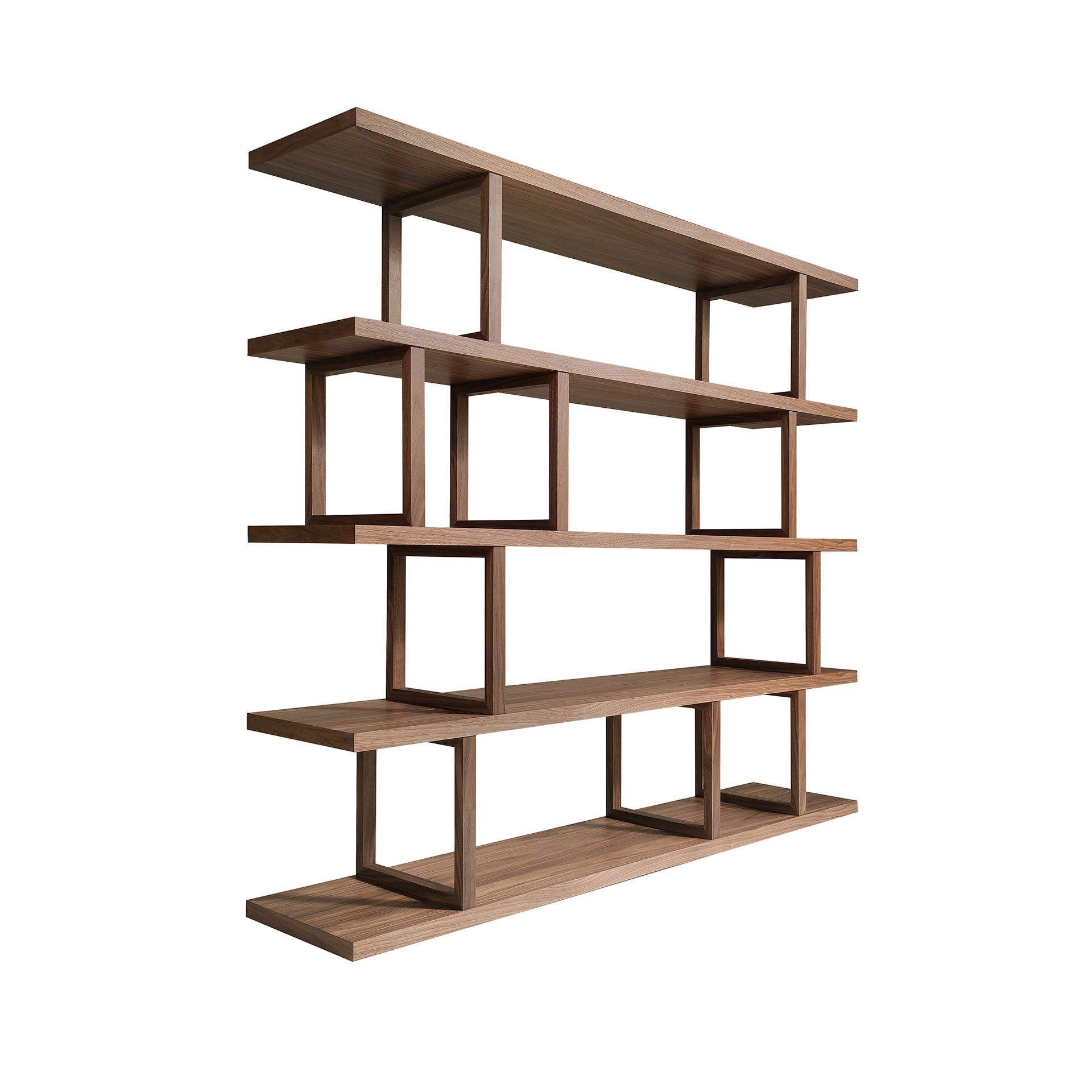 Rectangular walnut shelving unit