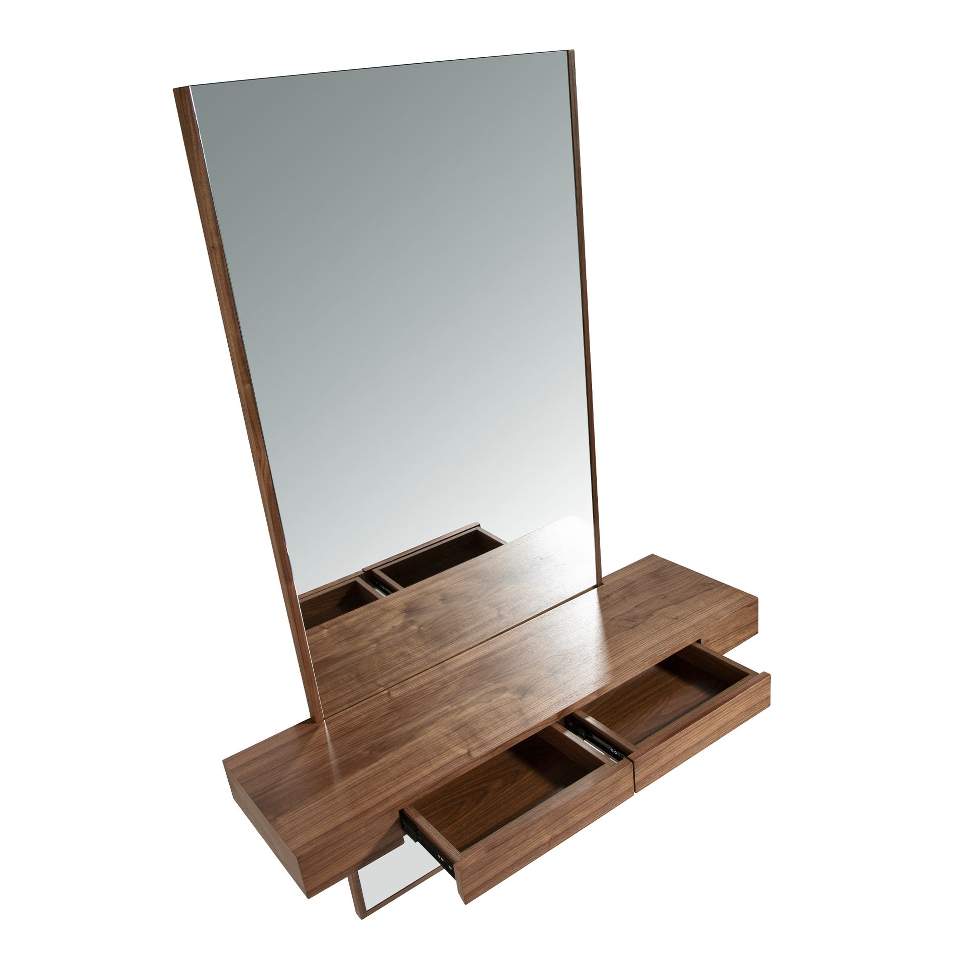 Rectangular walnut wall mirror