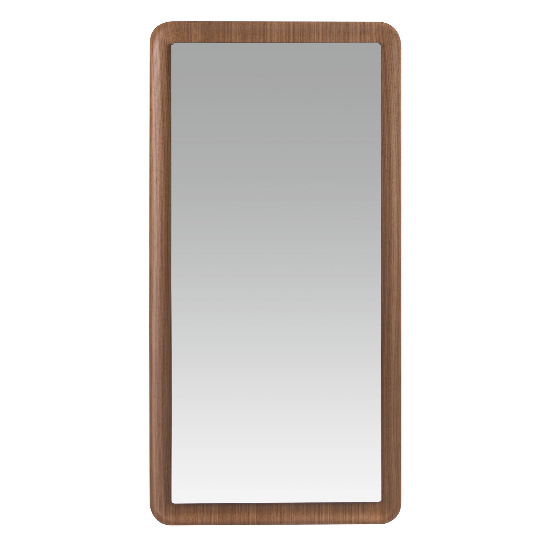 Rectangular walnut wall mirror