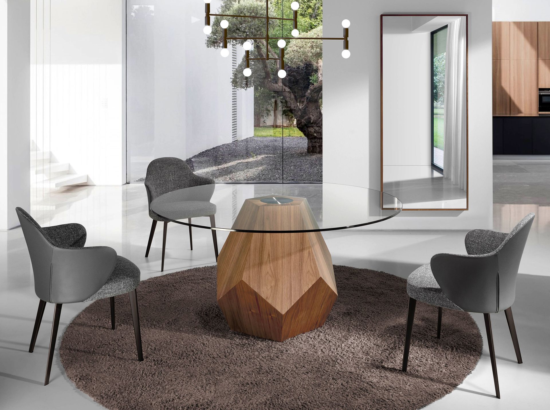 Rectangular walnut wall mirror