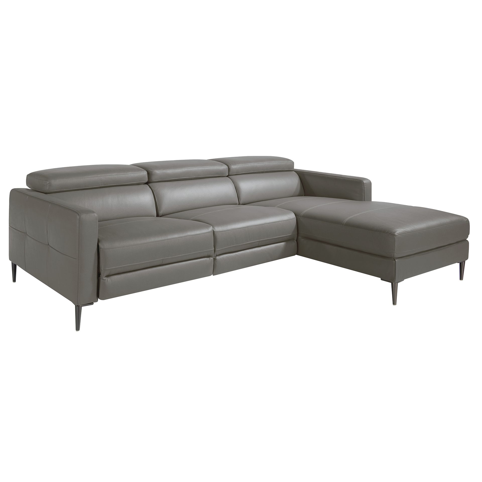 Relax chaise longue right sofa in dark grey leather