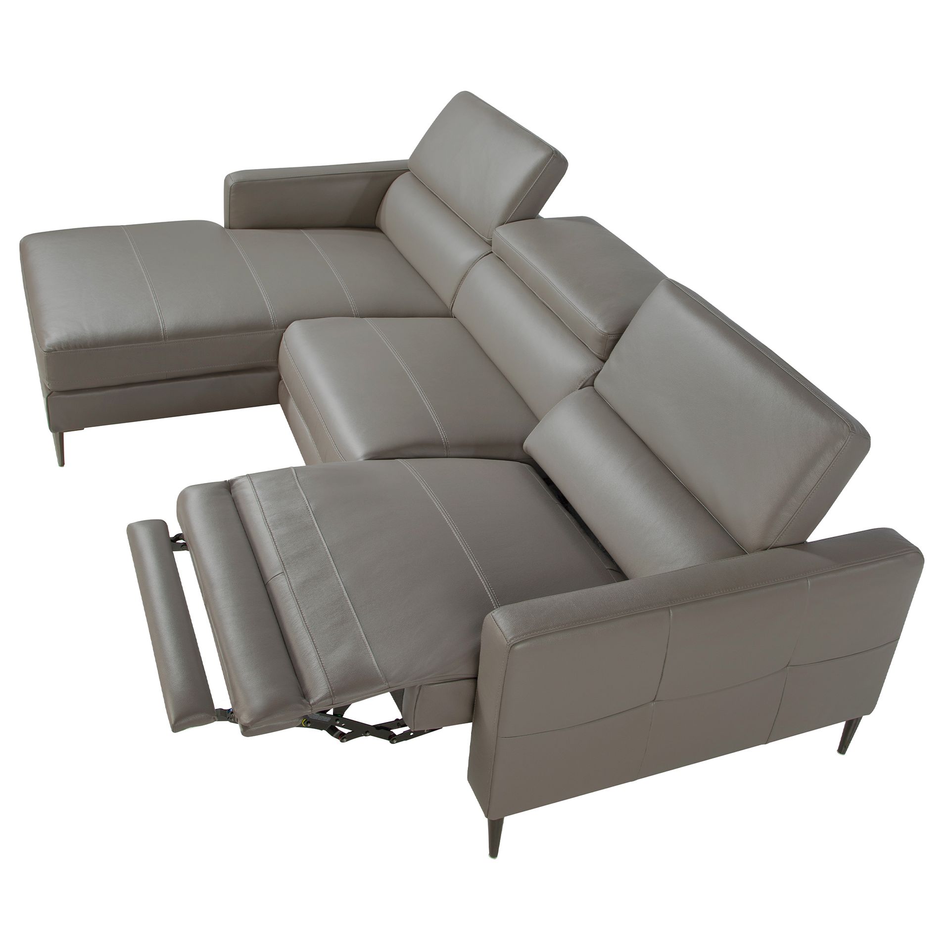 Relax chaise longue right sofa in dark grey leather