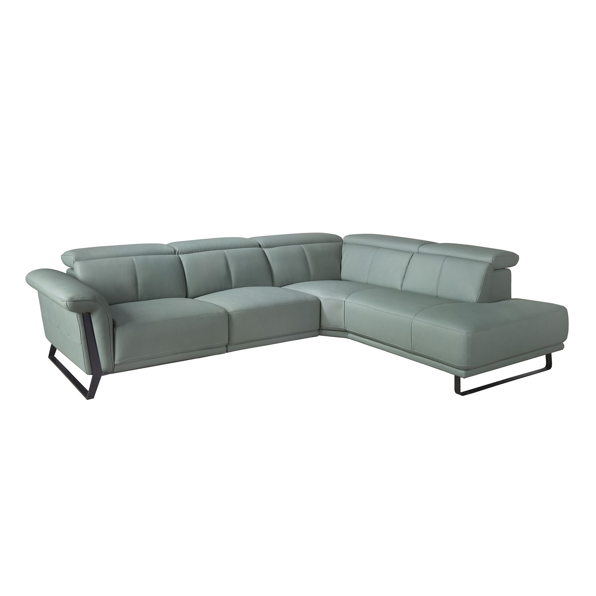 Right chaise longue relax sofa in turquoise green leather