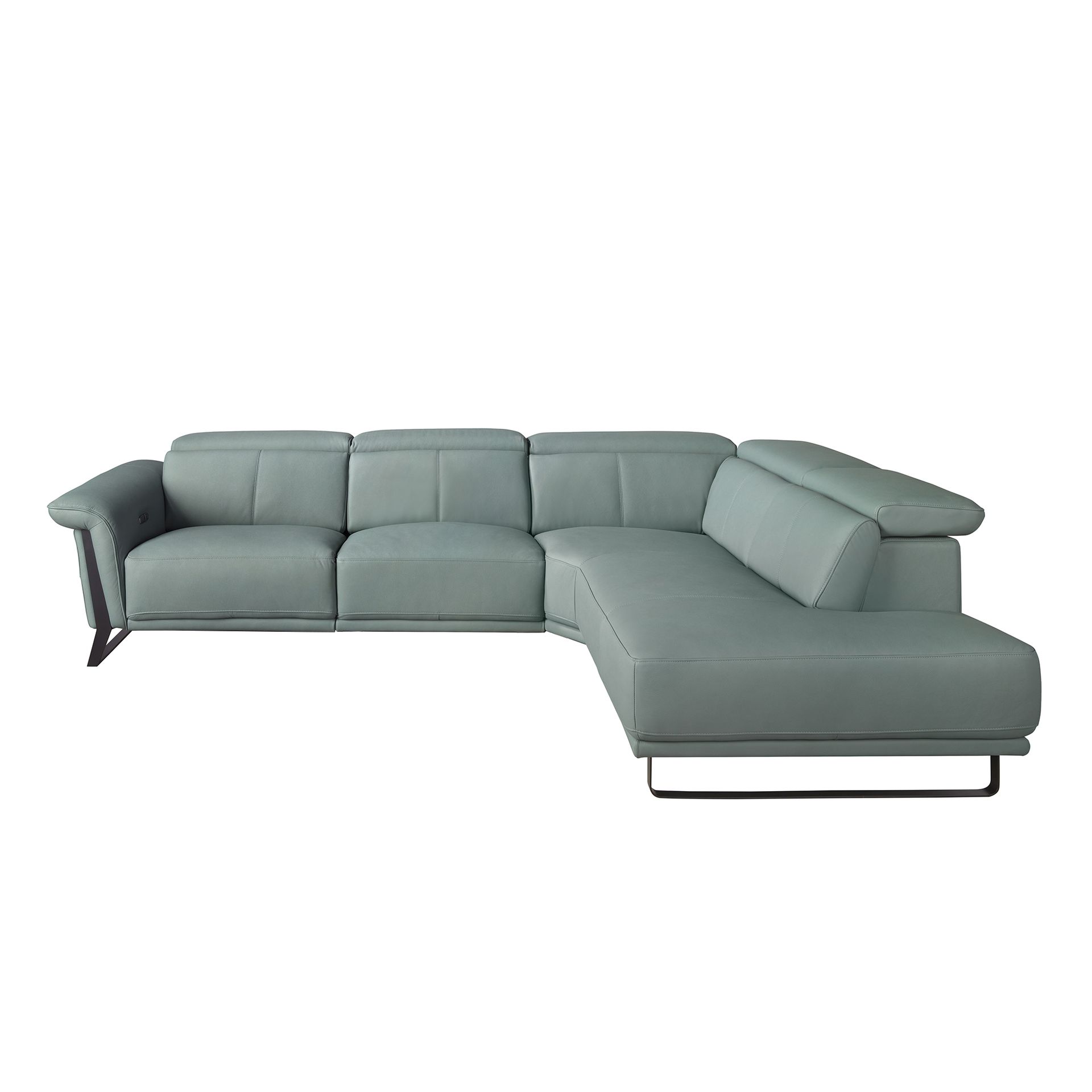 Right chaise longue relax sofa in turquoise green leather