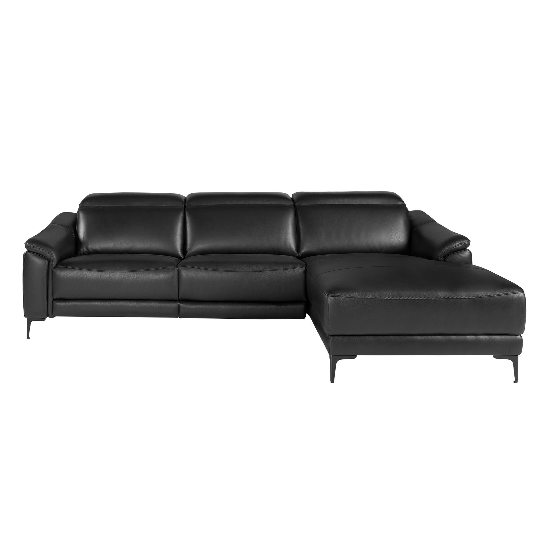Right chaise longue relaxation sofa in black leather