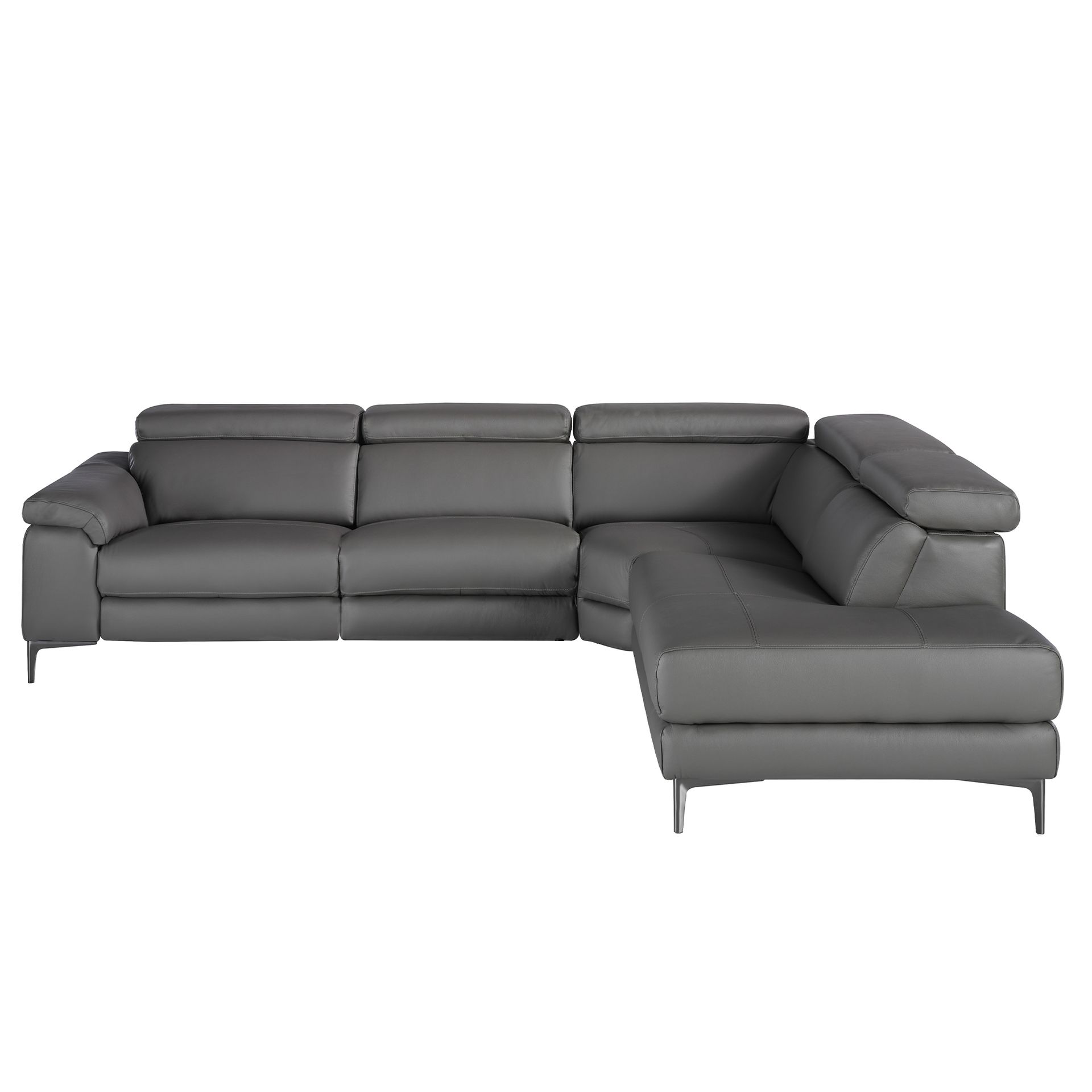 Right chaise longue relaxation sofa in dark grey leather