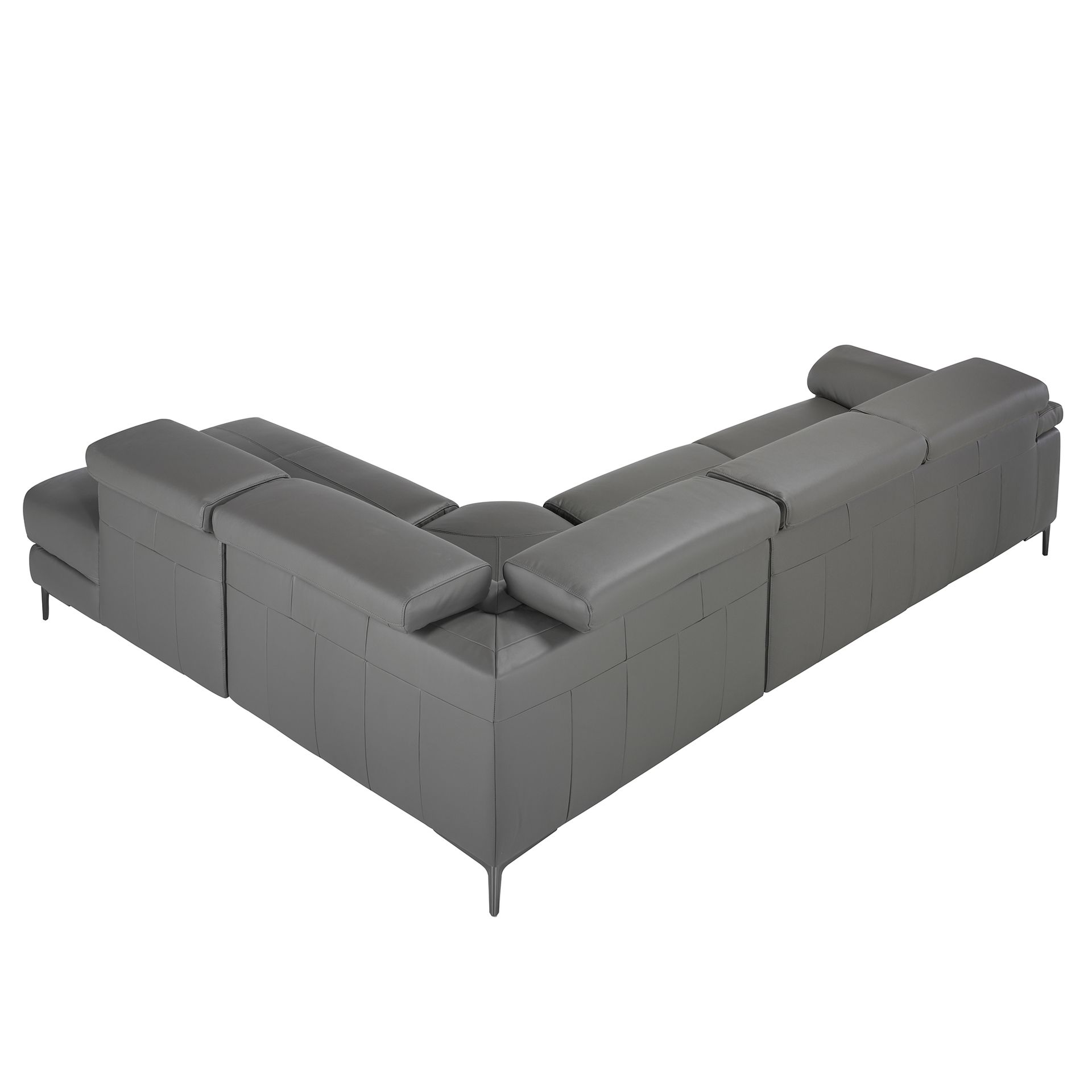 Right chaise longue relaxation sofa in dark grey leather