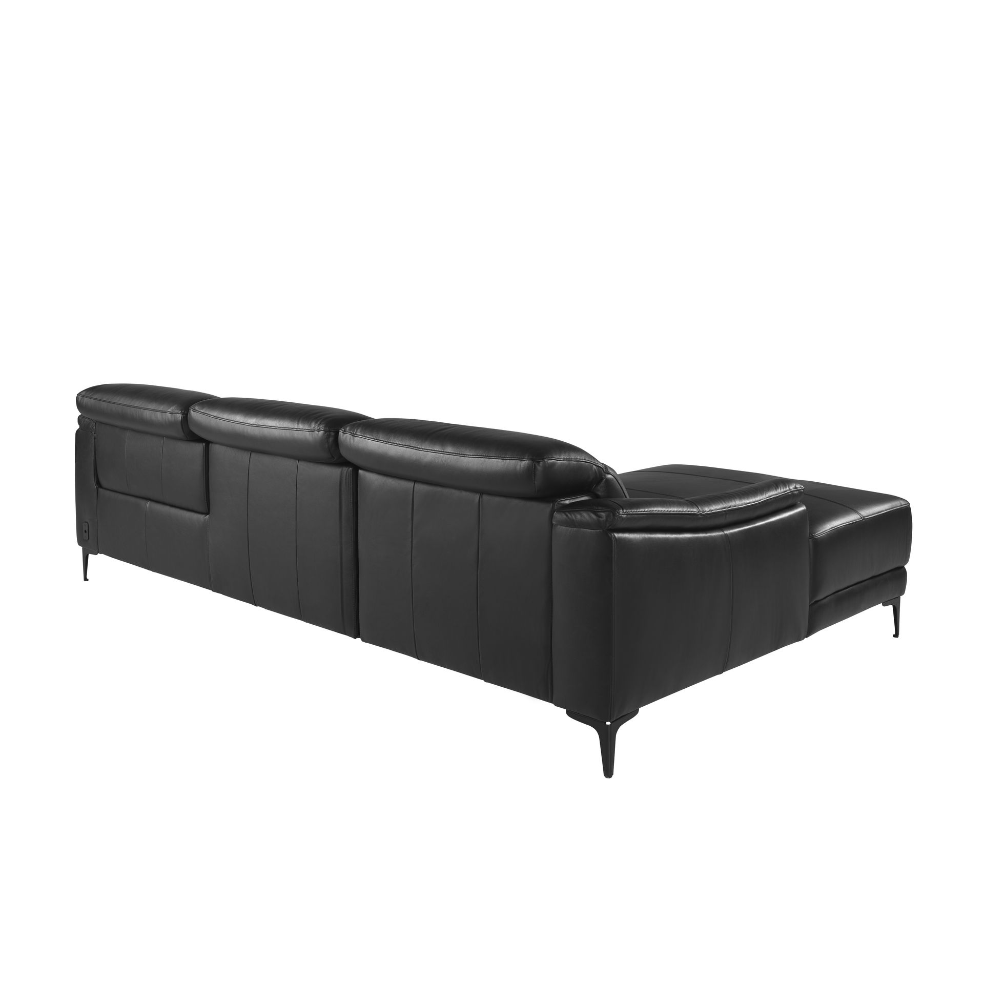 Right chaise longue relaxation sofa in black leather