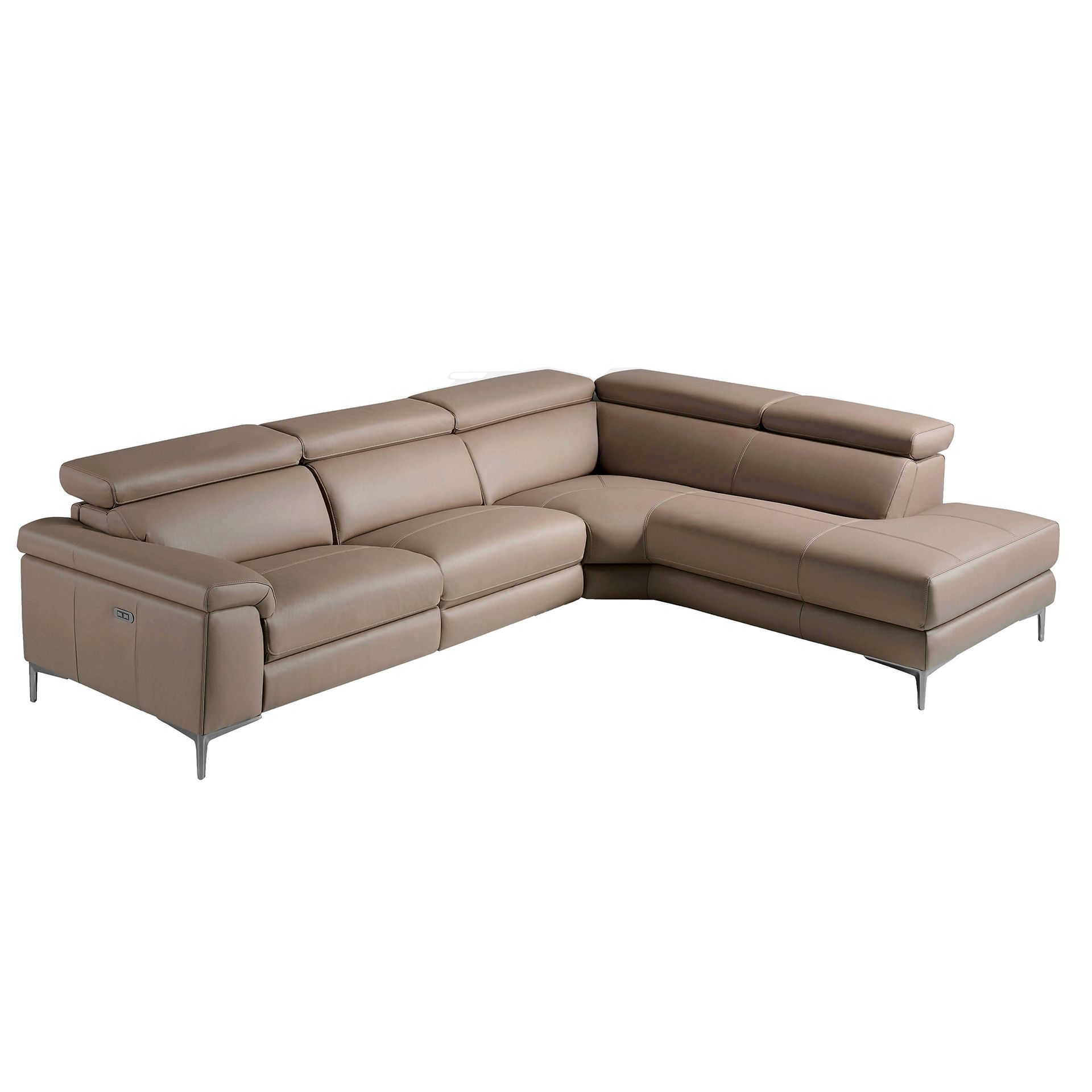 Right chaise longue relaxation sofa in mink leather