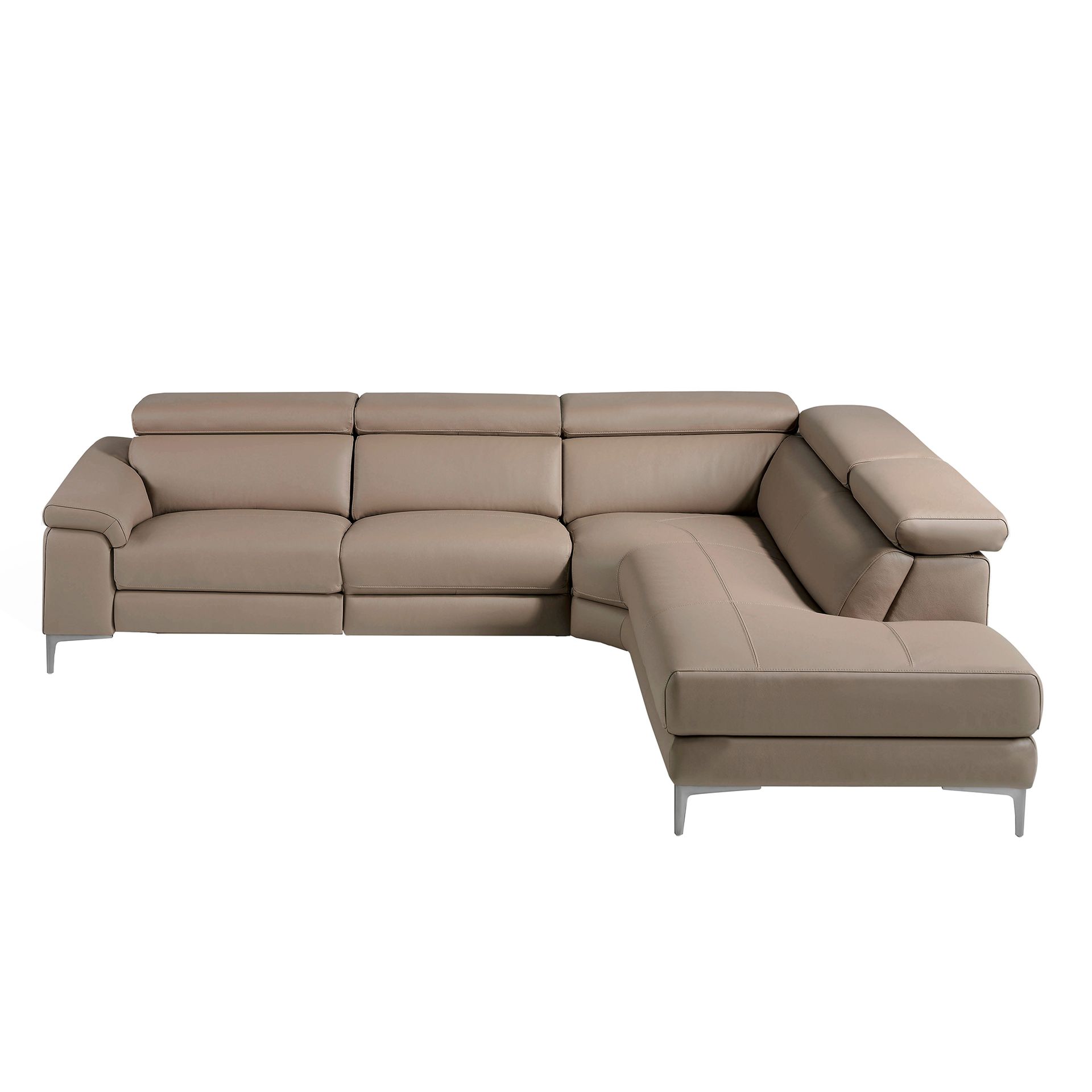 Right chaise longue relaxation sofa in mink leather