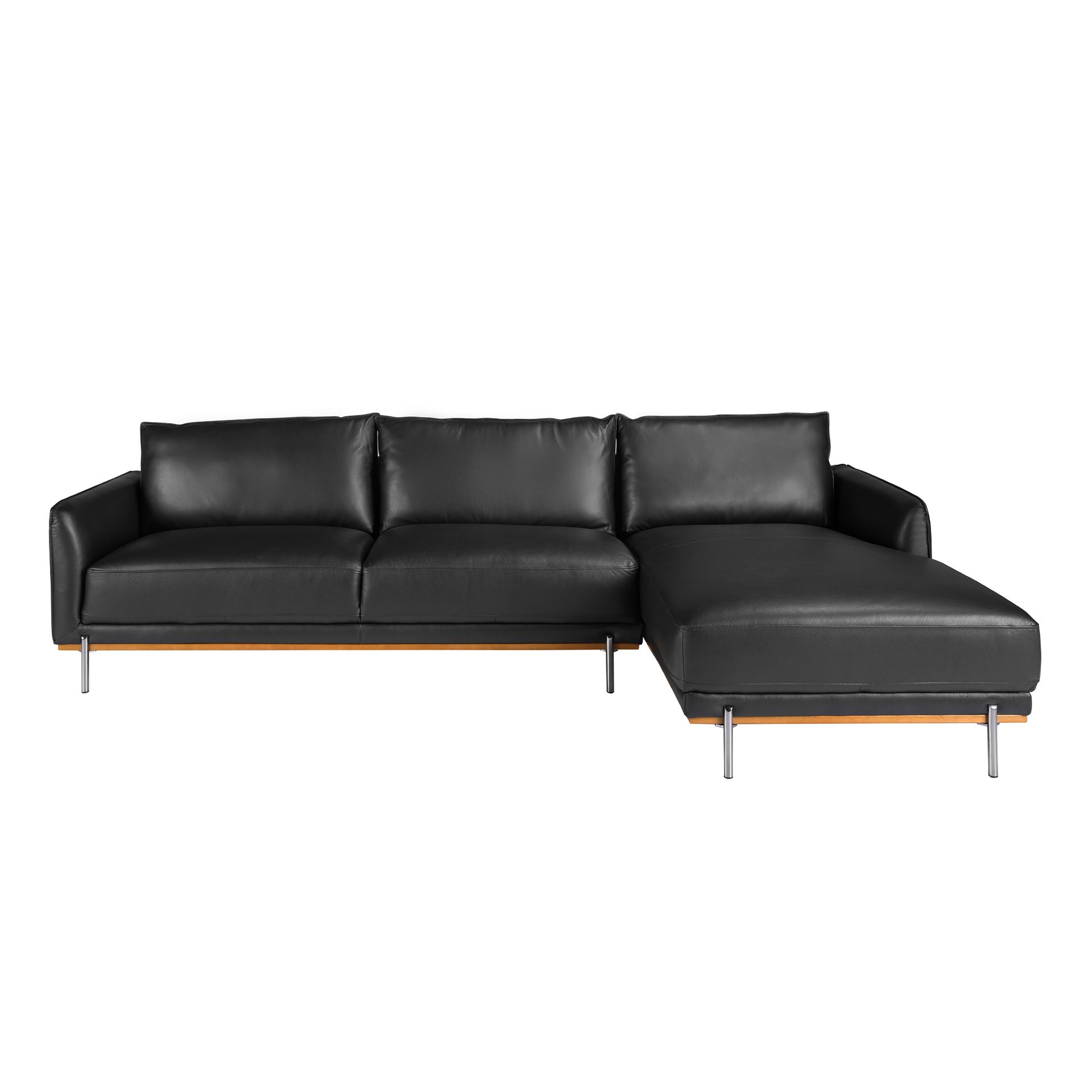 Right chaise longue sofa black leather
