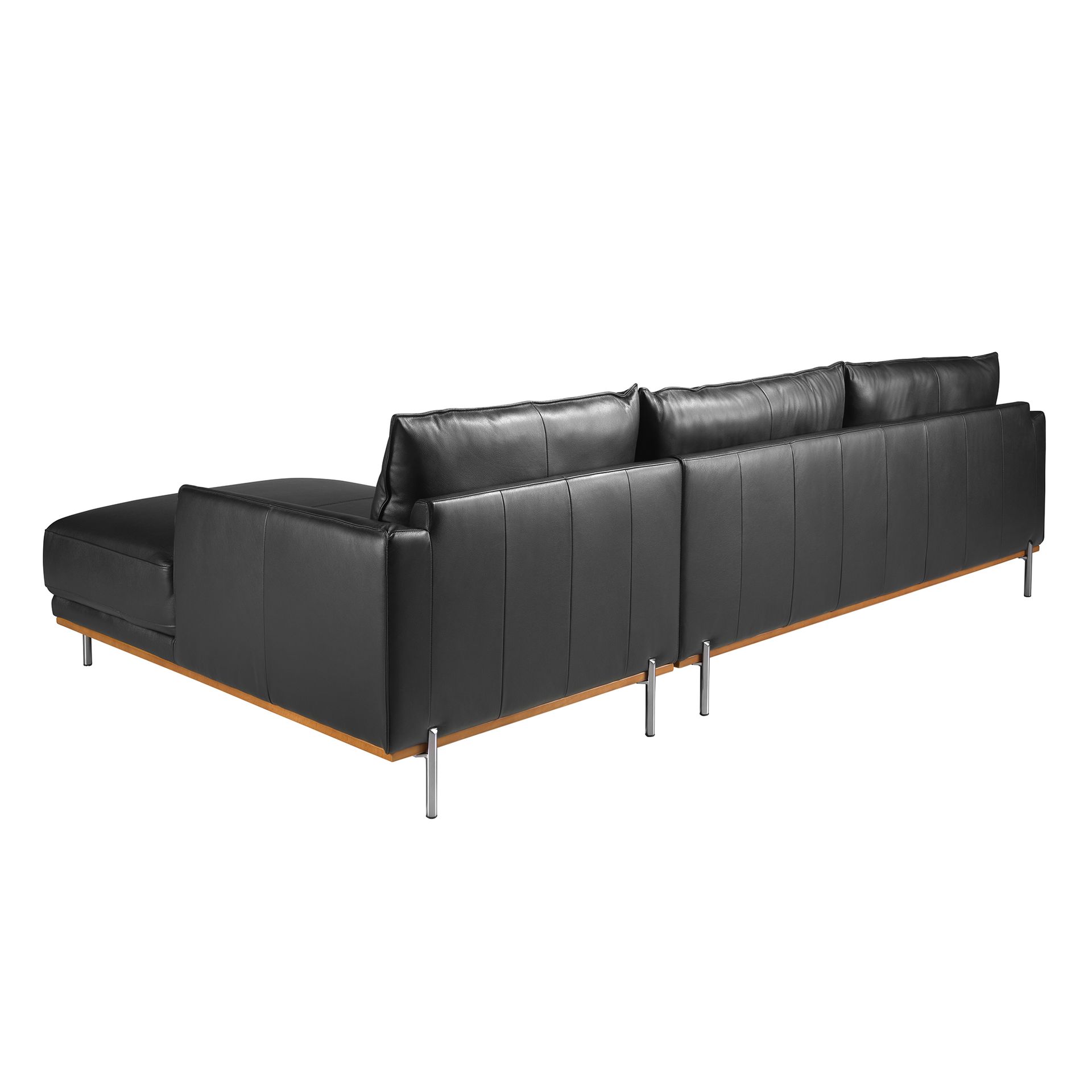Right chaise longue sofa black leather