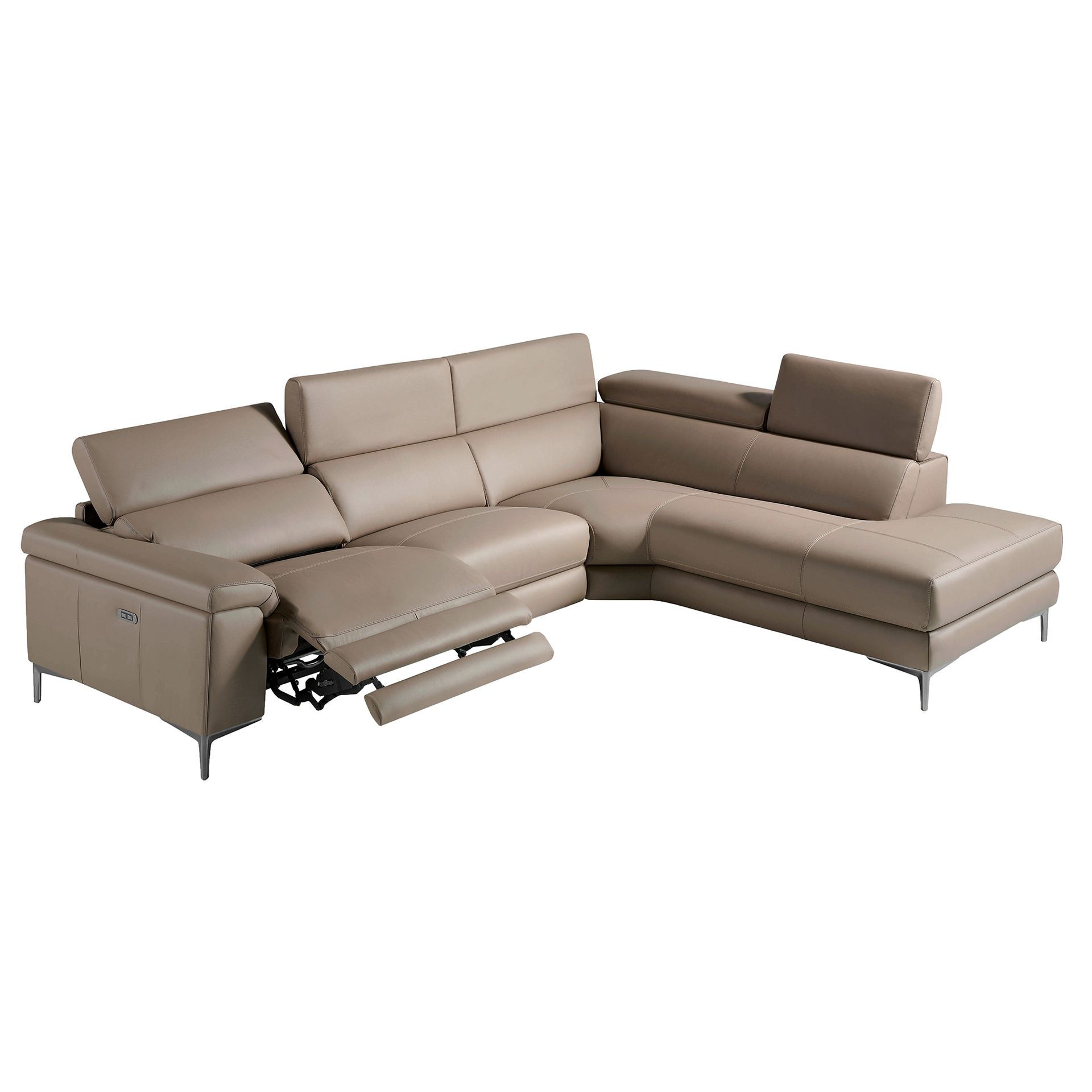 Right chaise longue relaxation sofa in mink leather