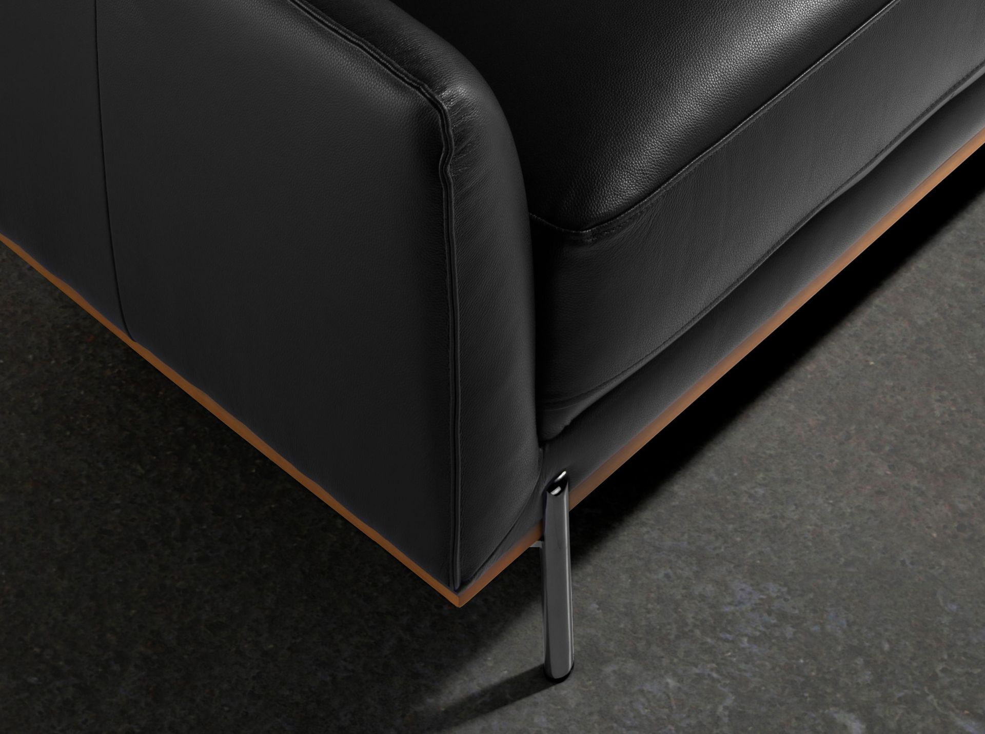 Right chaise longue sofa black leather