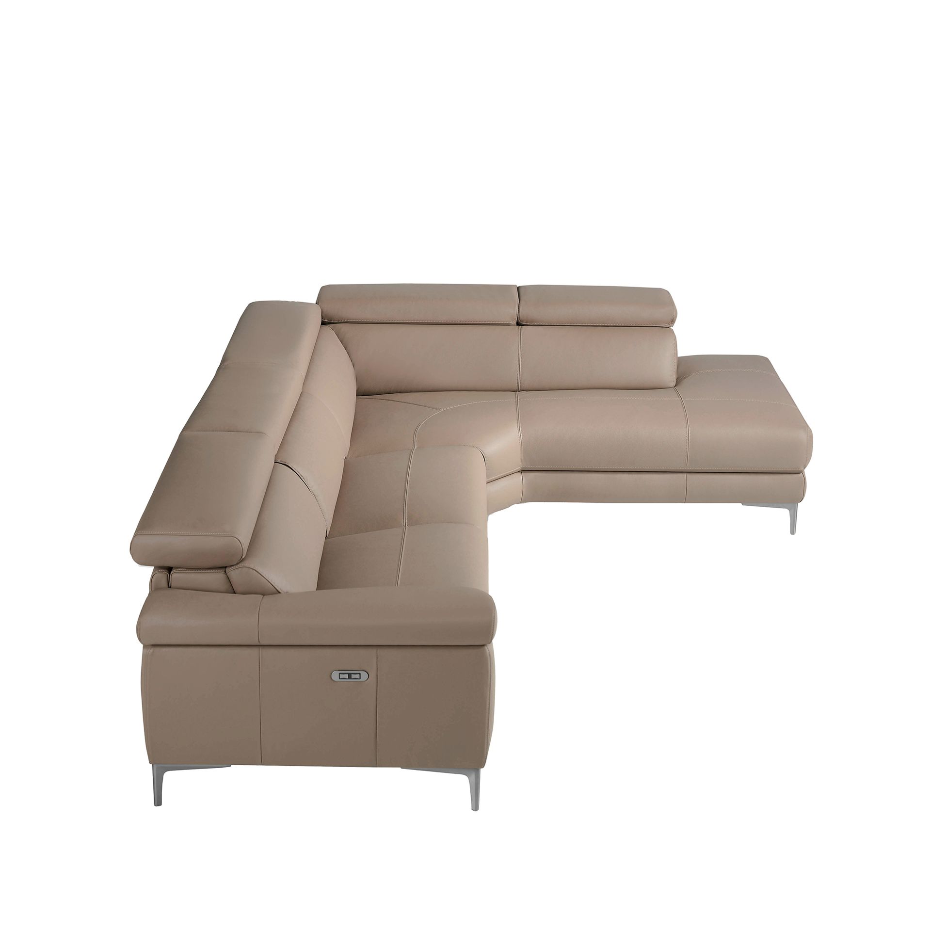 Right chaise longue relaxation sofa in mink leather