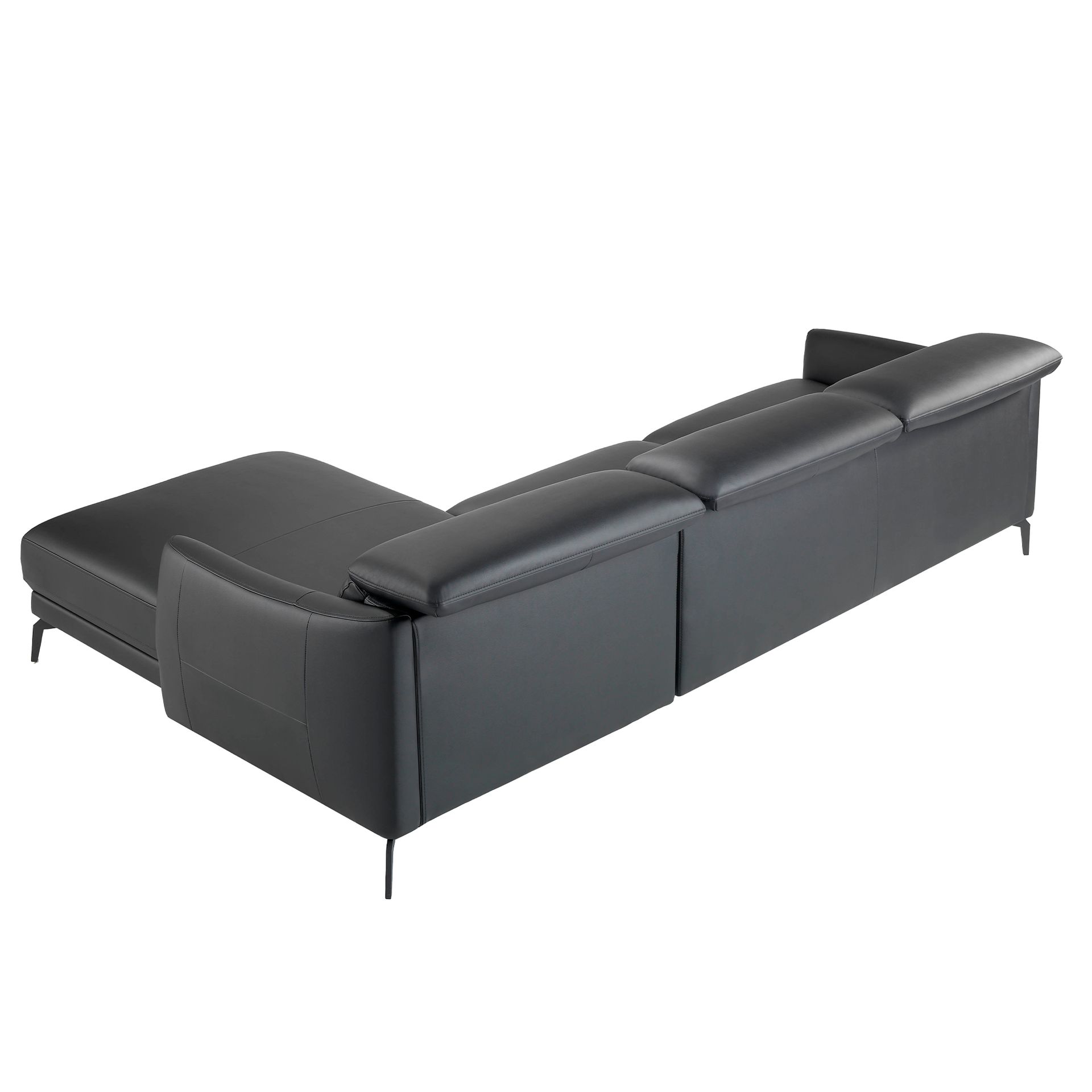 Right chaise longue sofa in black leather