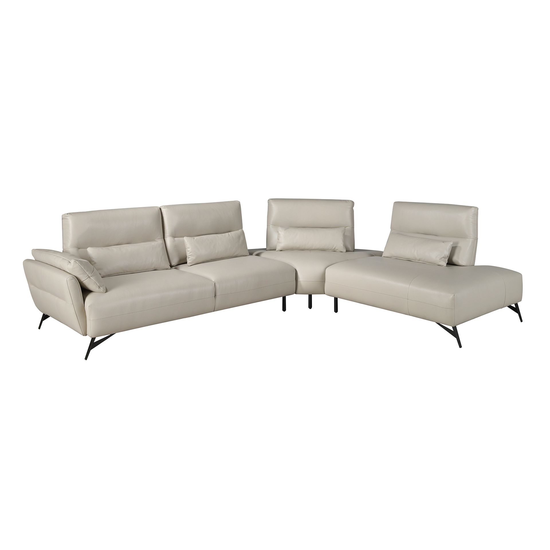 Right chaise longue sofa sand leather