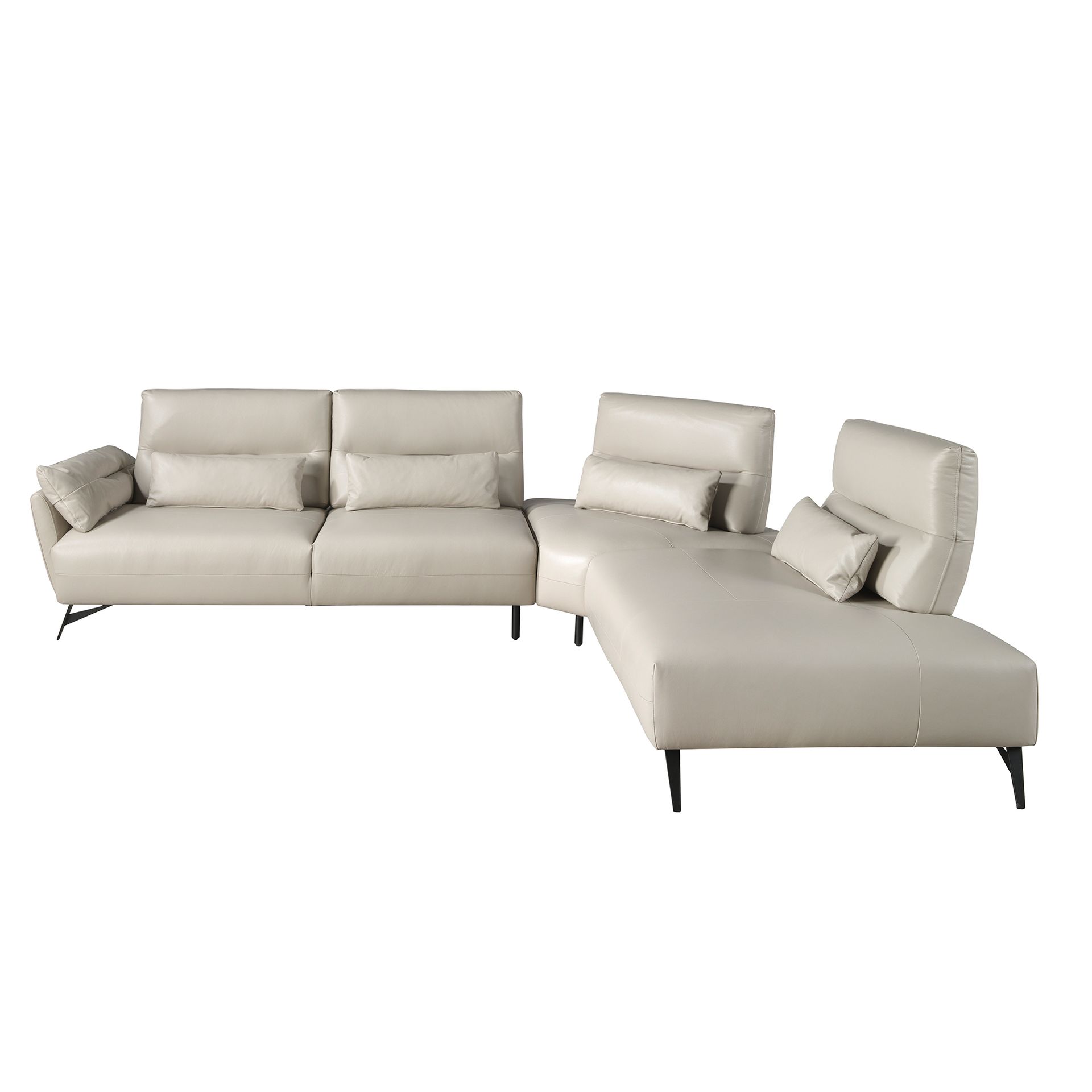 Right chaise longue sofa sand leather