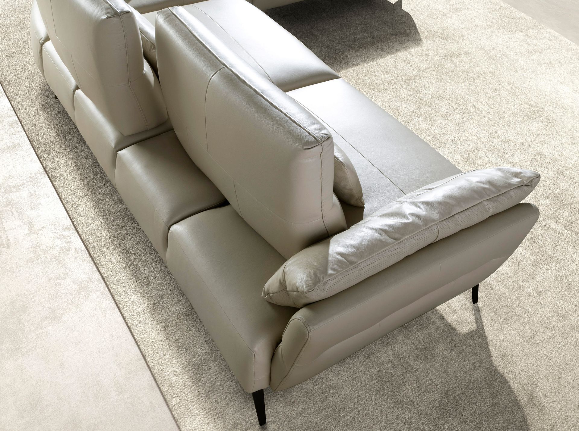 Right chaise longue sofa sand leather