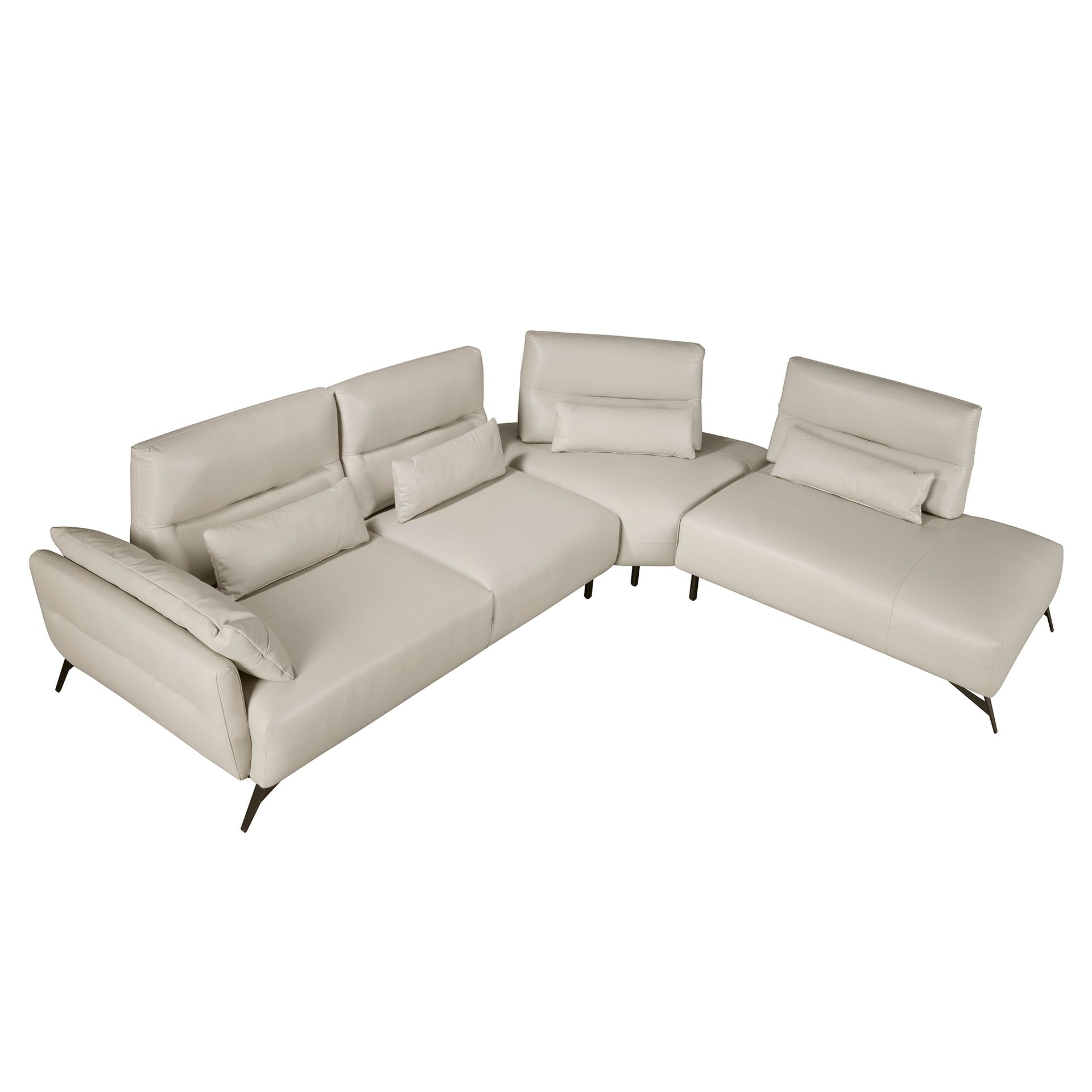 Right chaise longue sofa sand leather