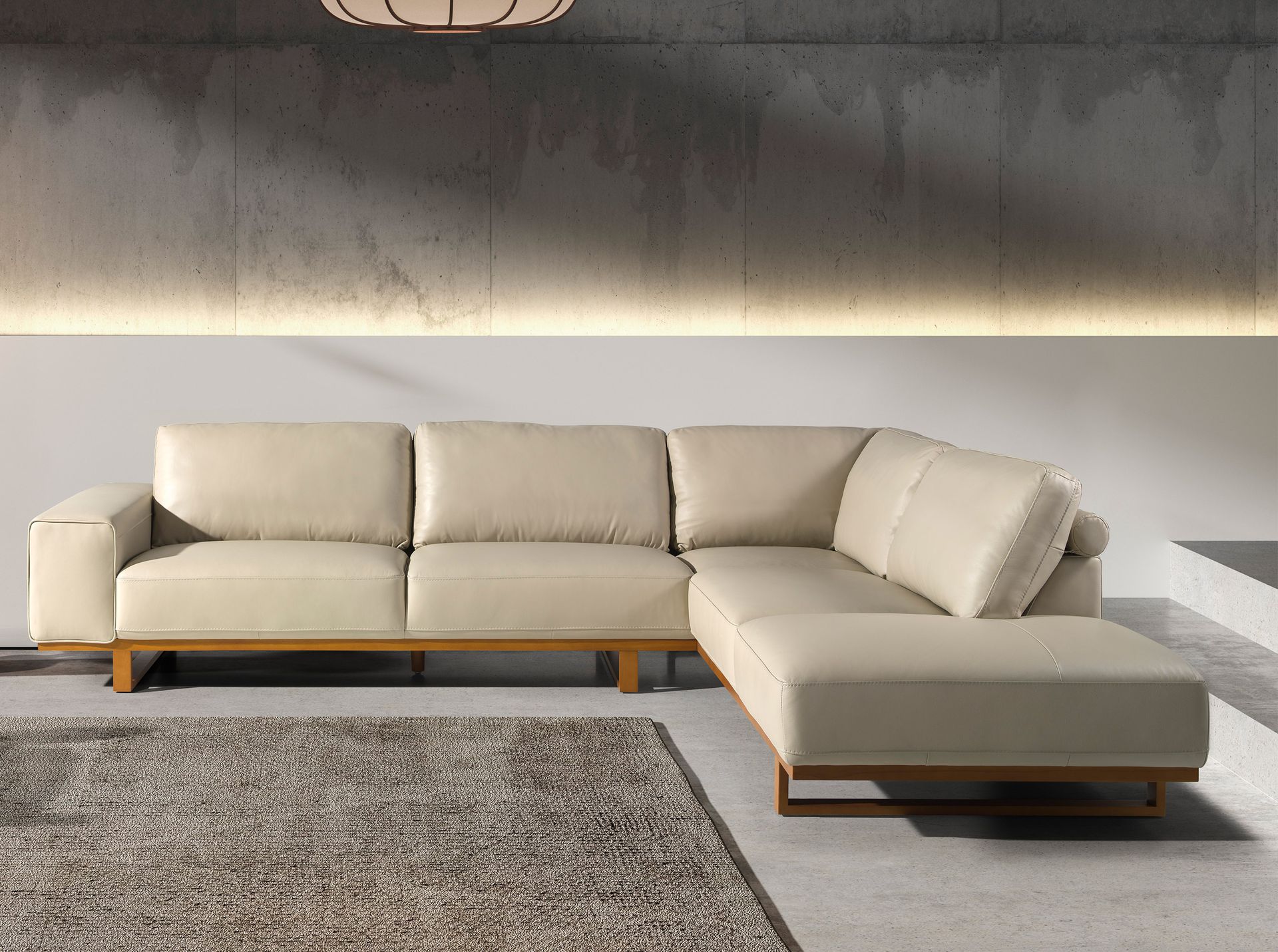 Right corner sofa in sand leather