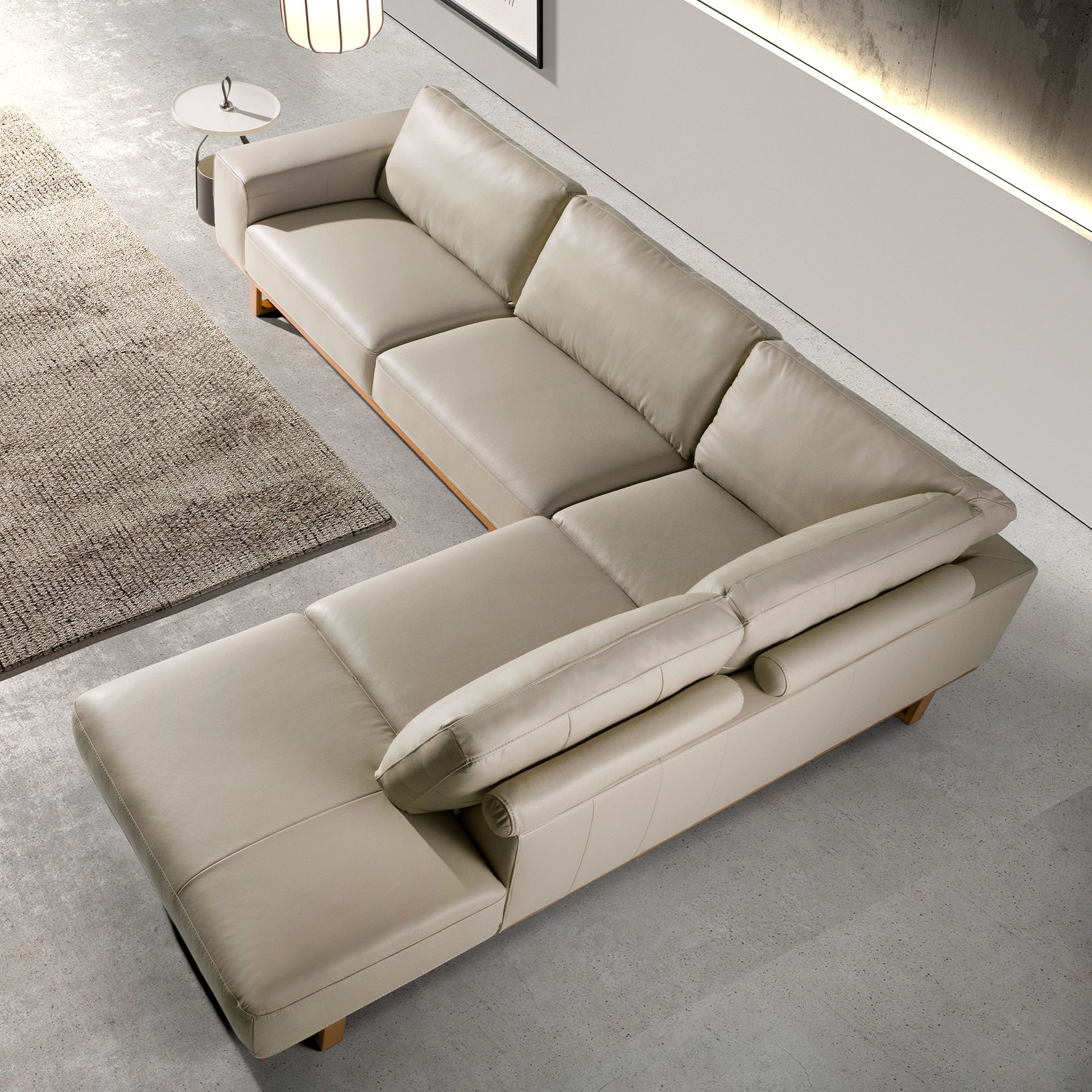 Right corner sofa in sand leather