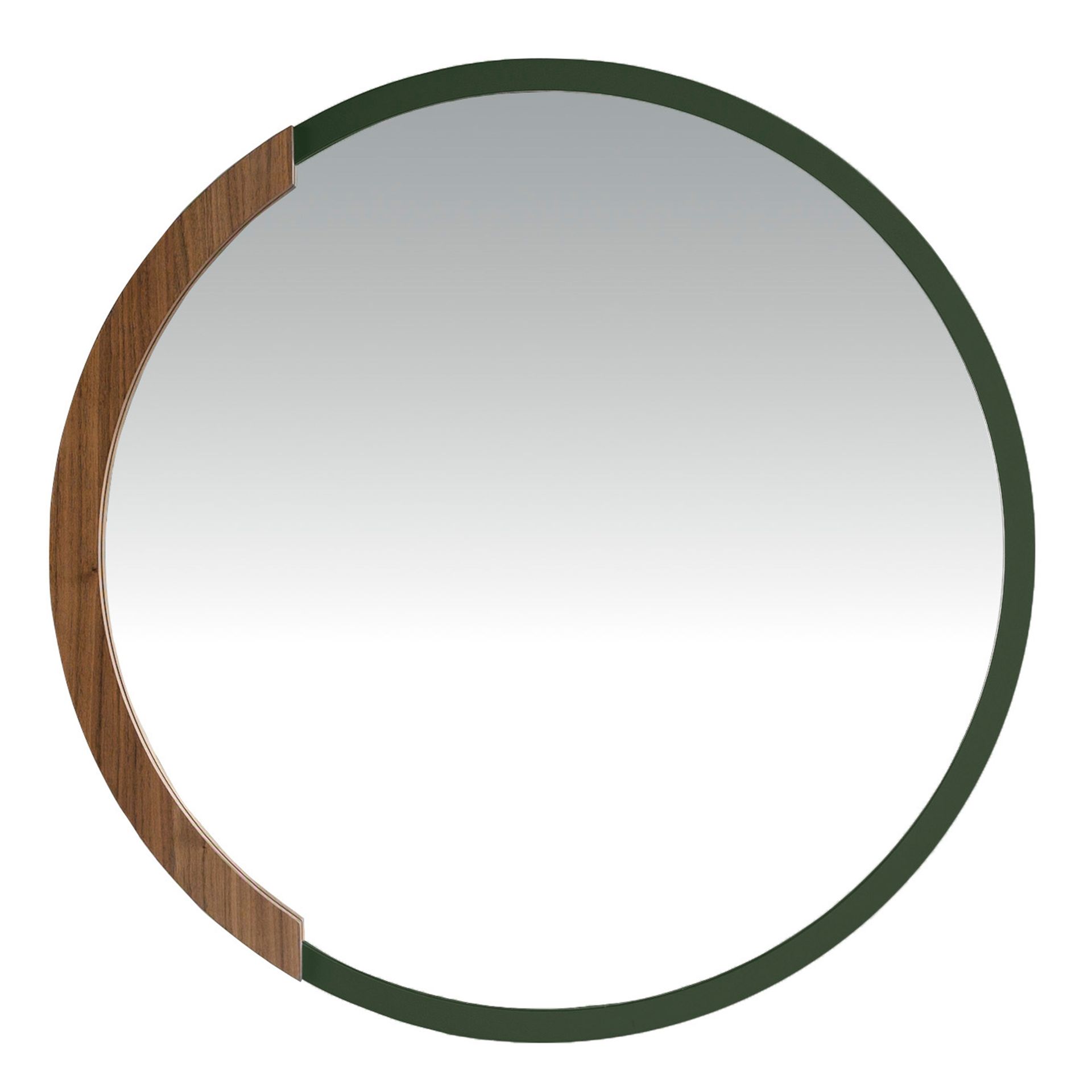 Round Green MDF wood wall mirror