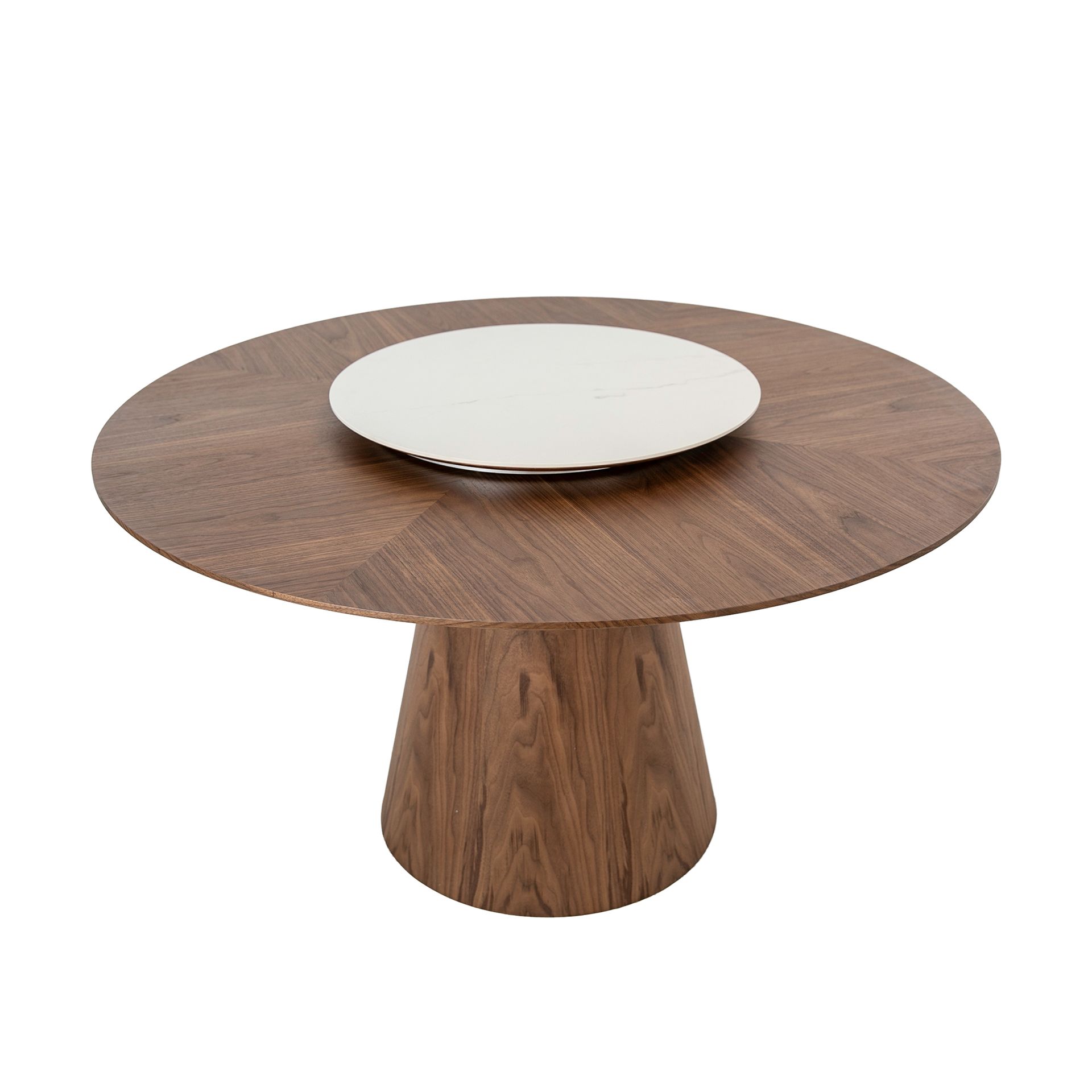 Rotating Round walnut dining table