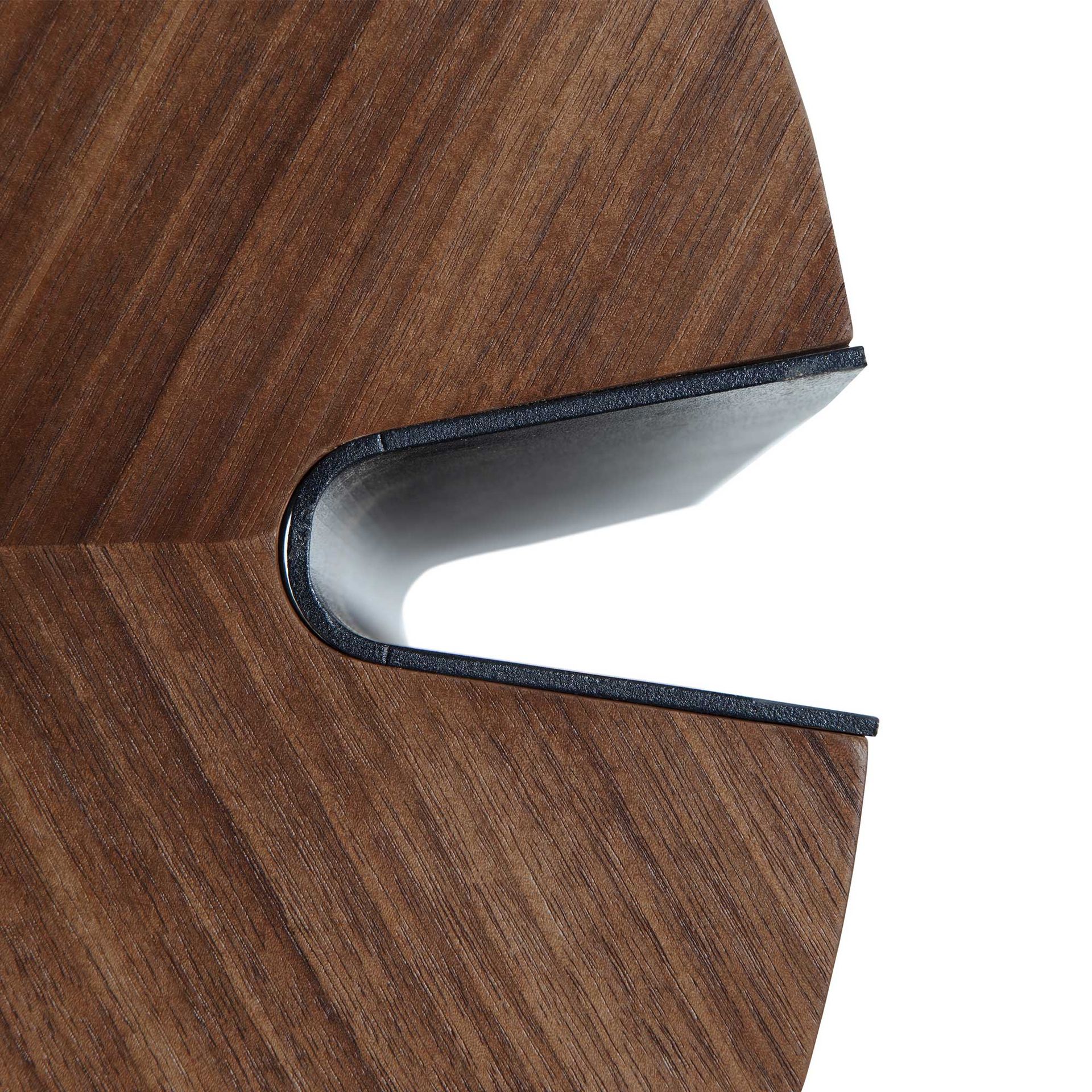 Round coffee table walnut and black steel