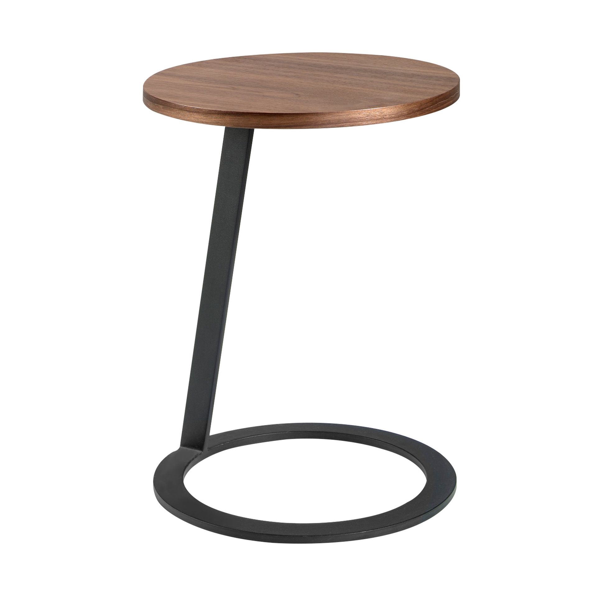 Round corner table walnut and black steel