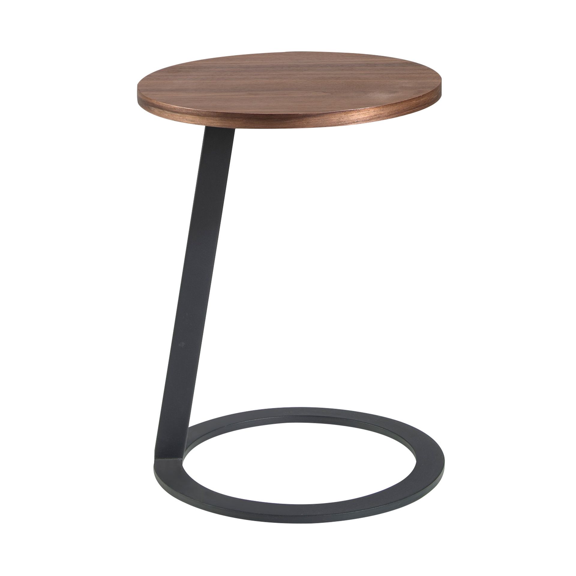 Round corner table walnut and black steel