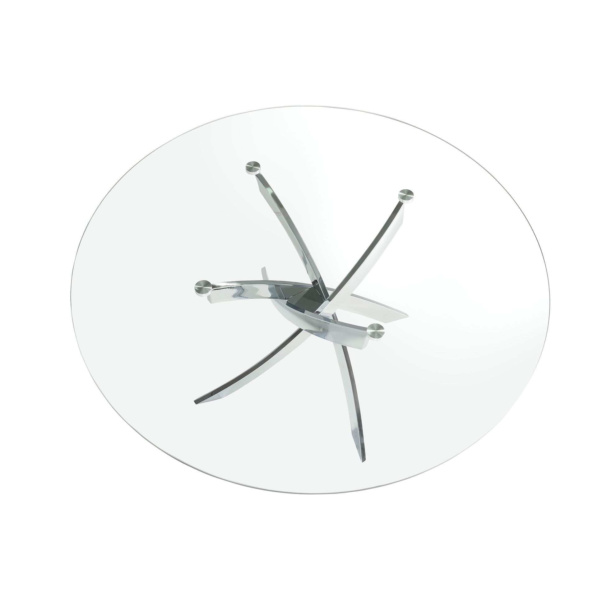 Round tempered glass and chrome-plated steel dining table