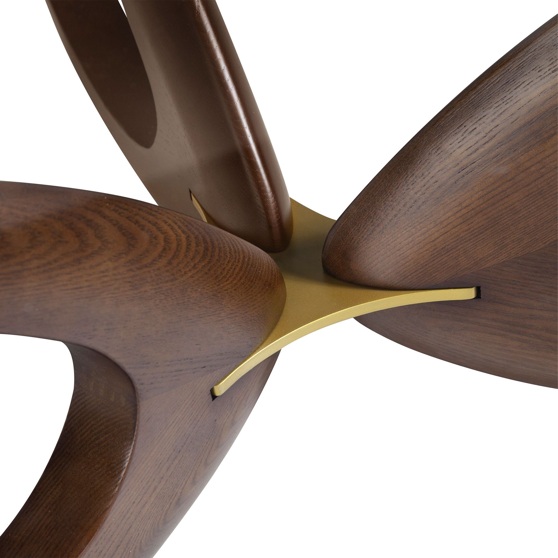 Round tempered glass and walnut coffee table