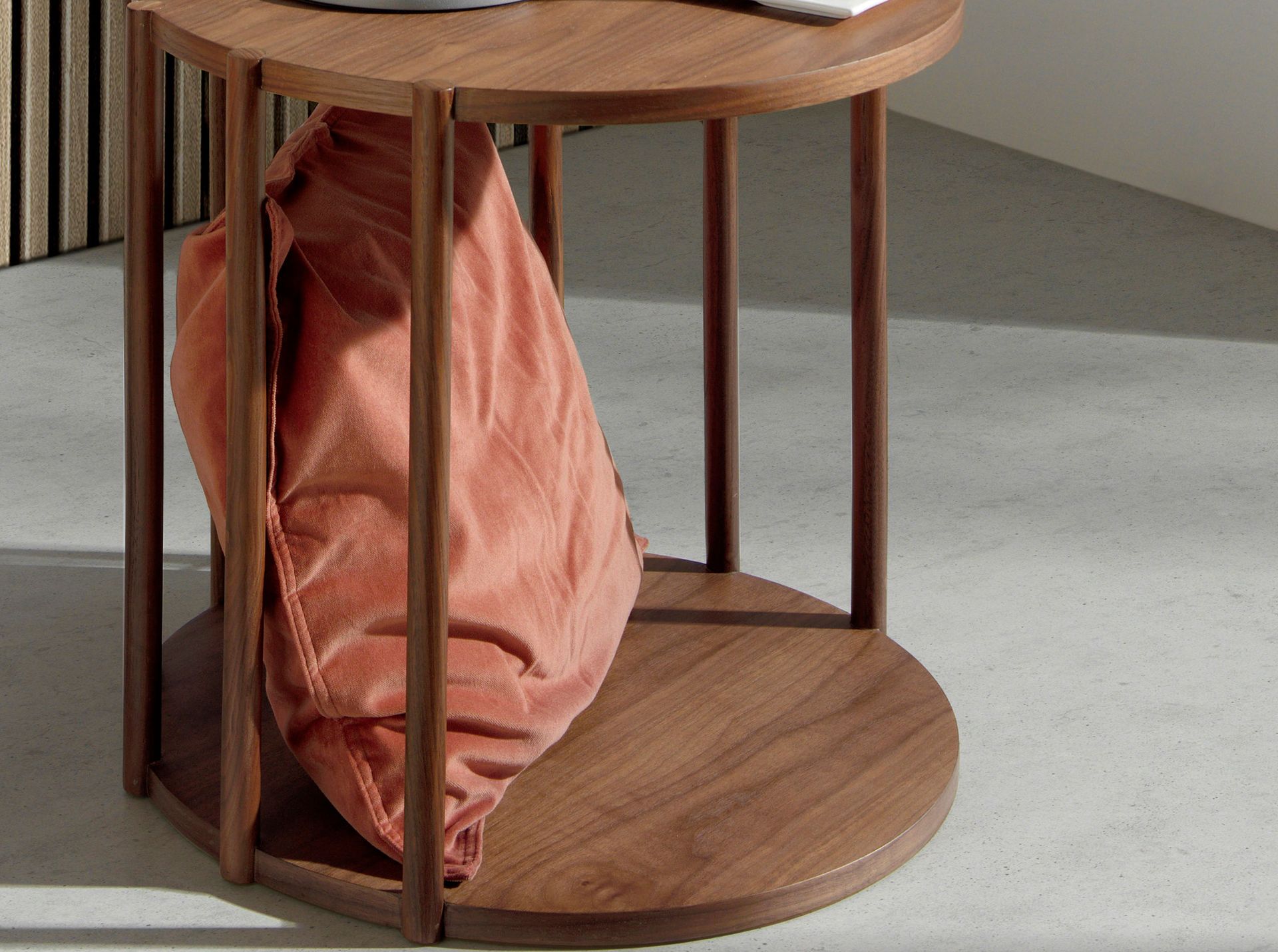 Round walnut corner table