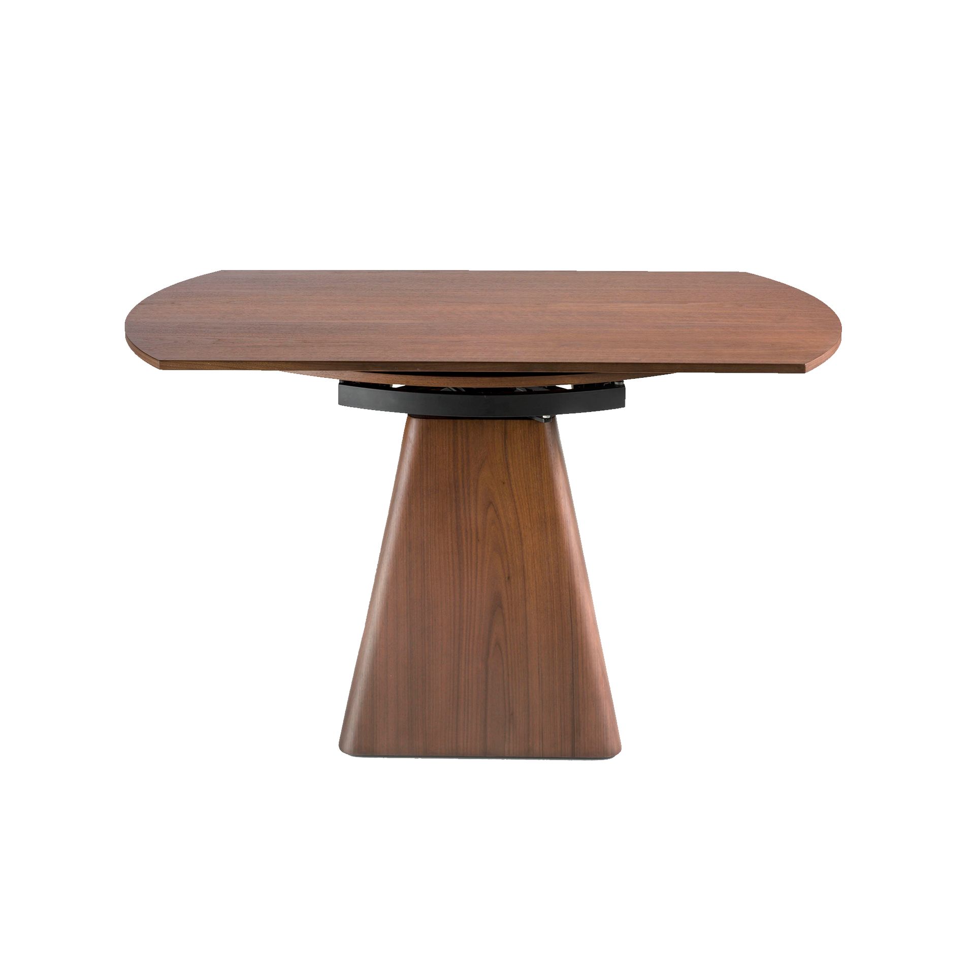 Round walnut extending dining table