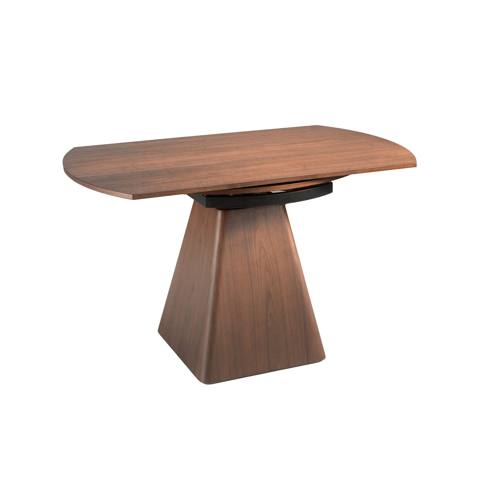 Round walnut extending dining table
