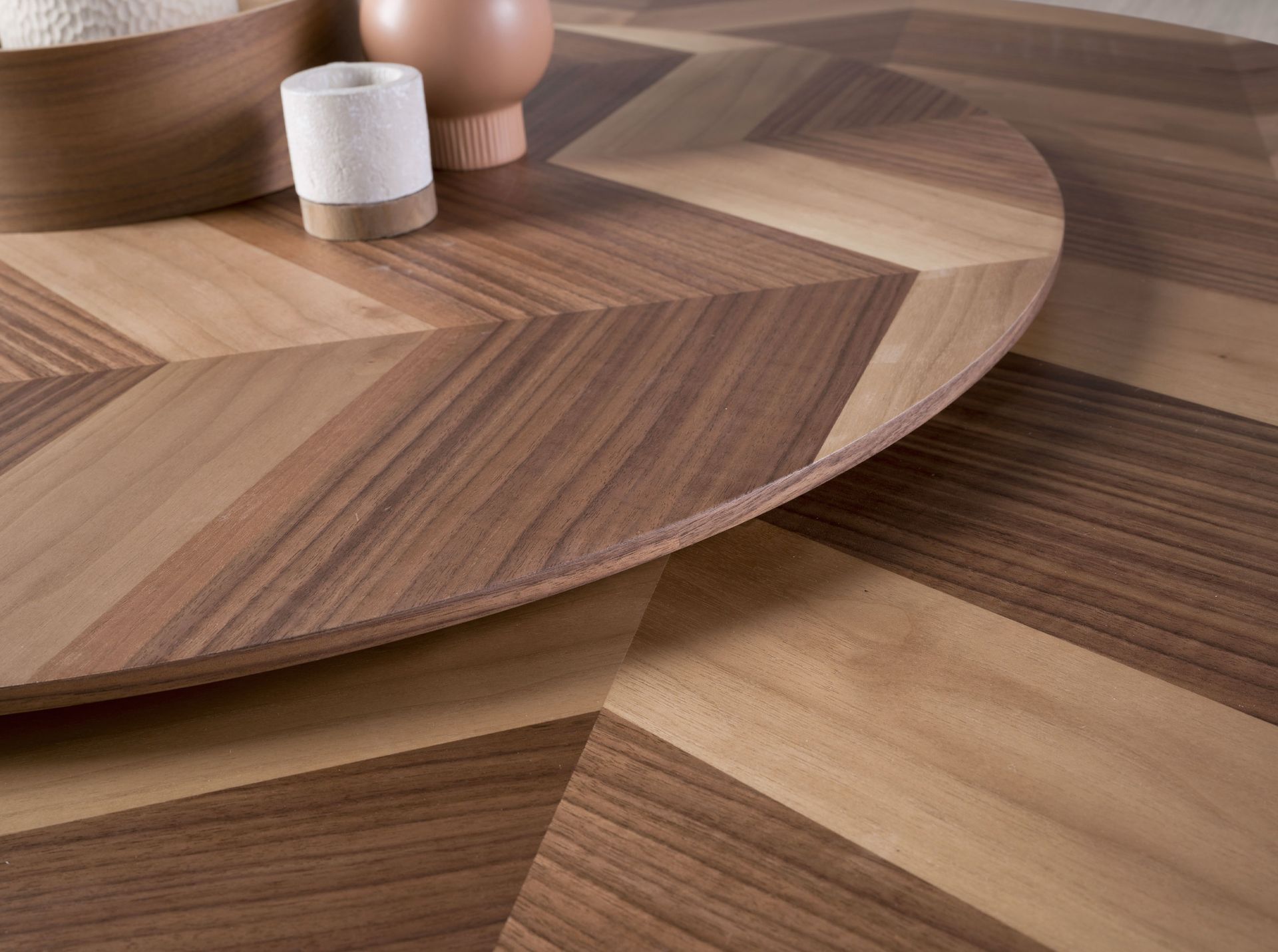 Round walnut dining table