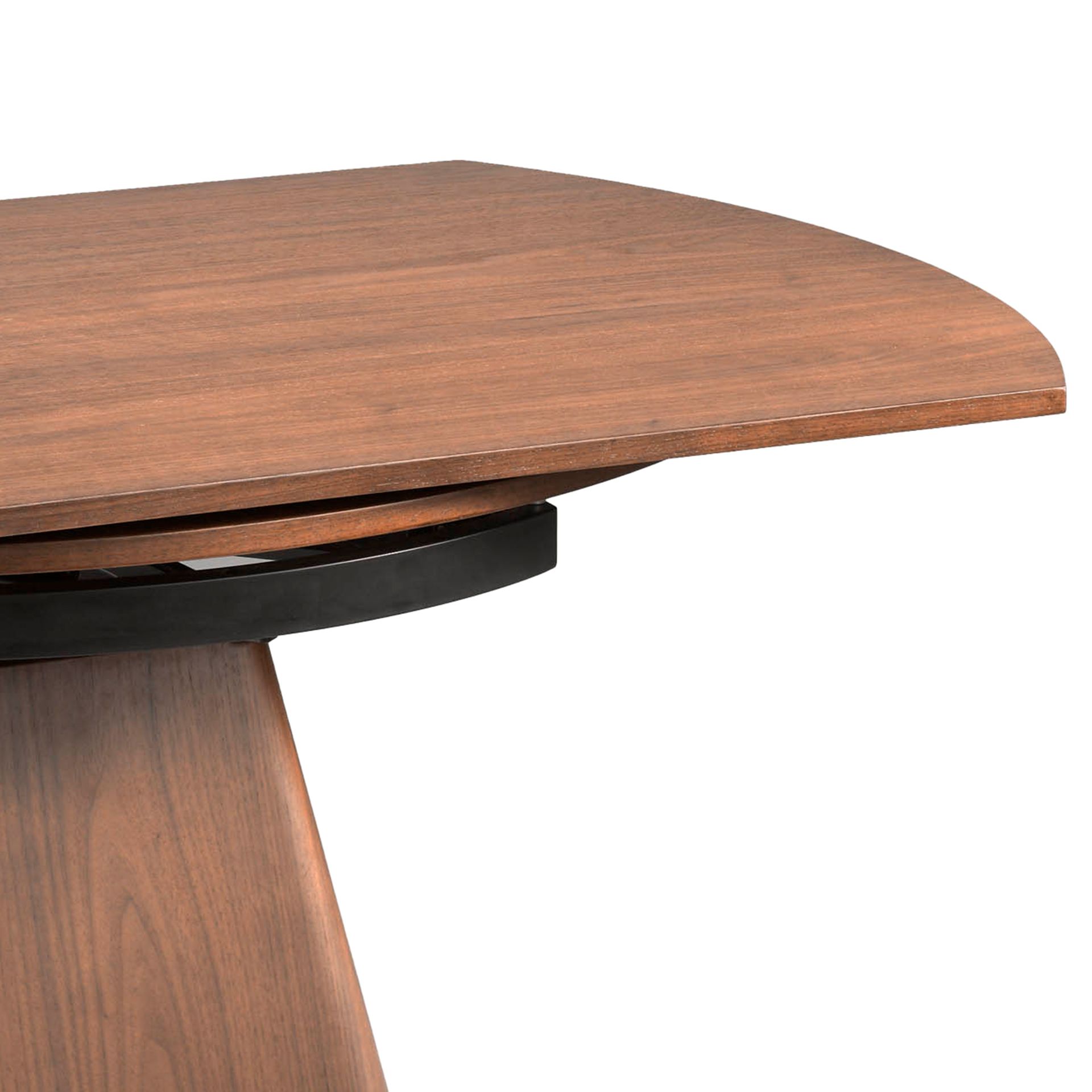 Round walnut extending dining table