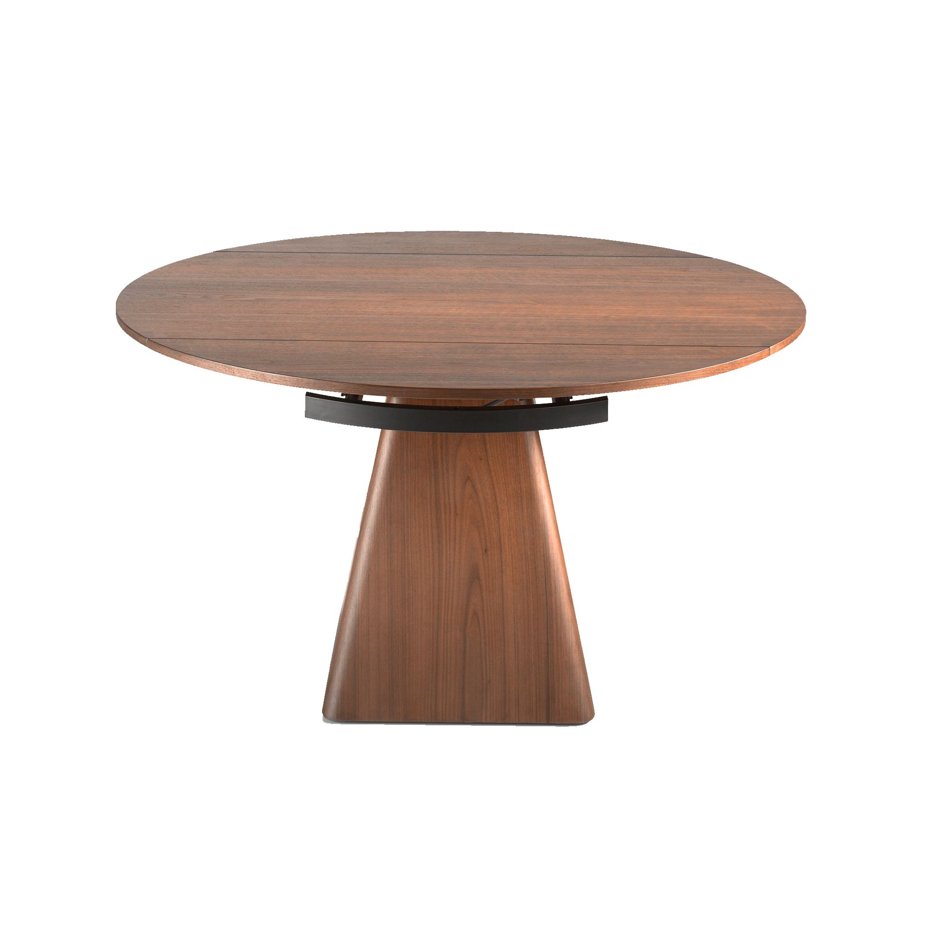 Round walnut extending dining table