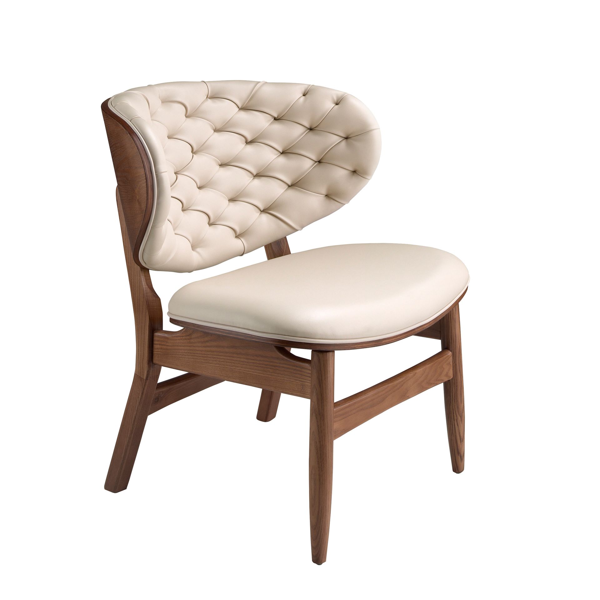 Sand and walnut leatherette armchair
