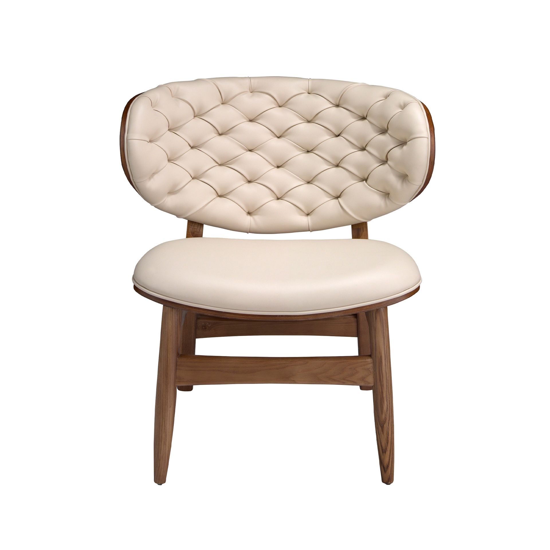 Sand and walnut leatherette armchair