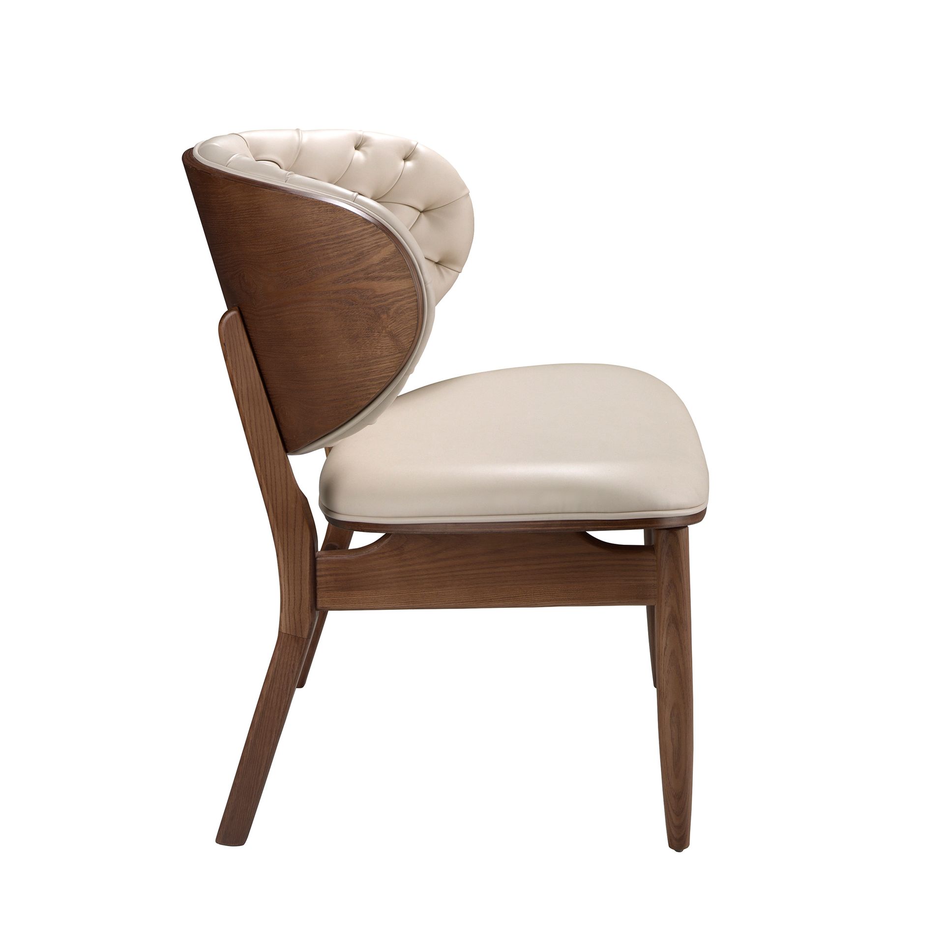 Sand and walnut leatherette armchair