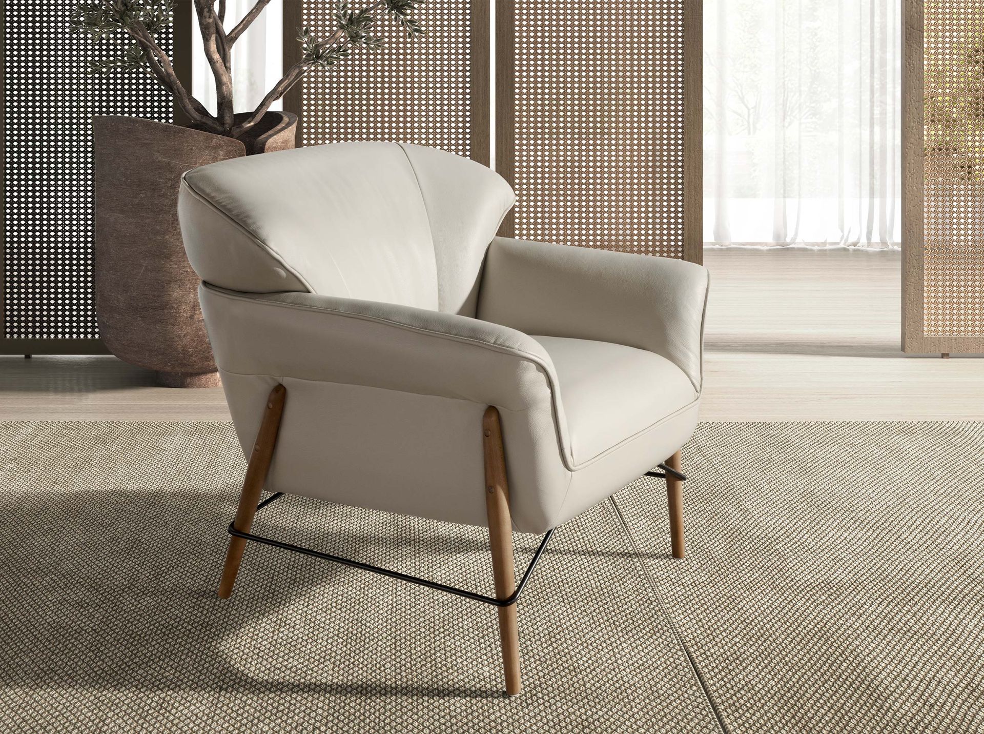 Sand leather armchair