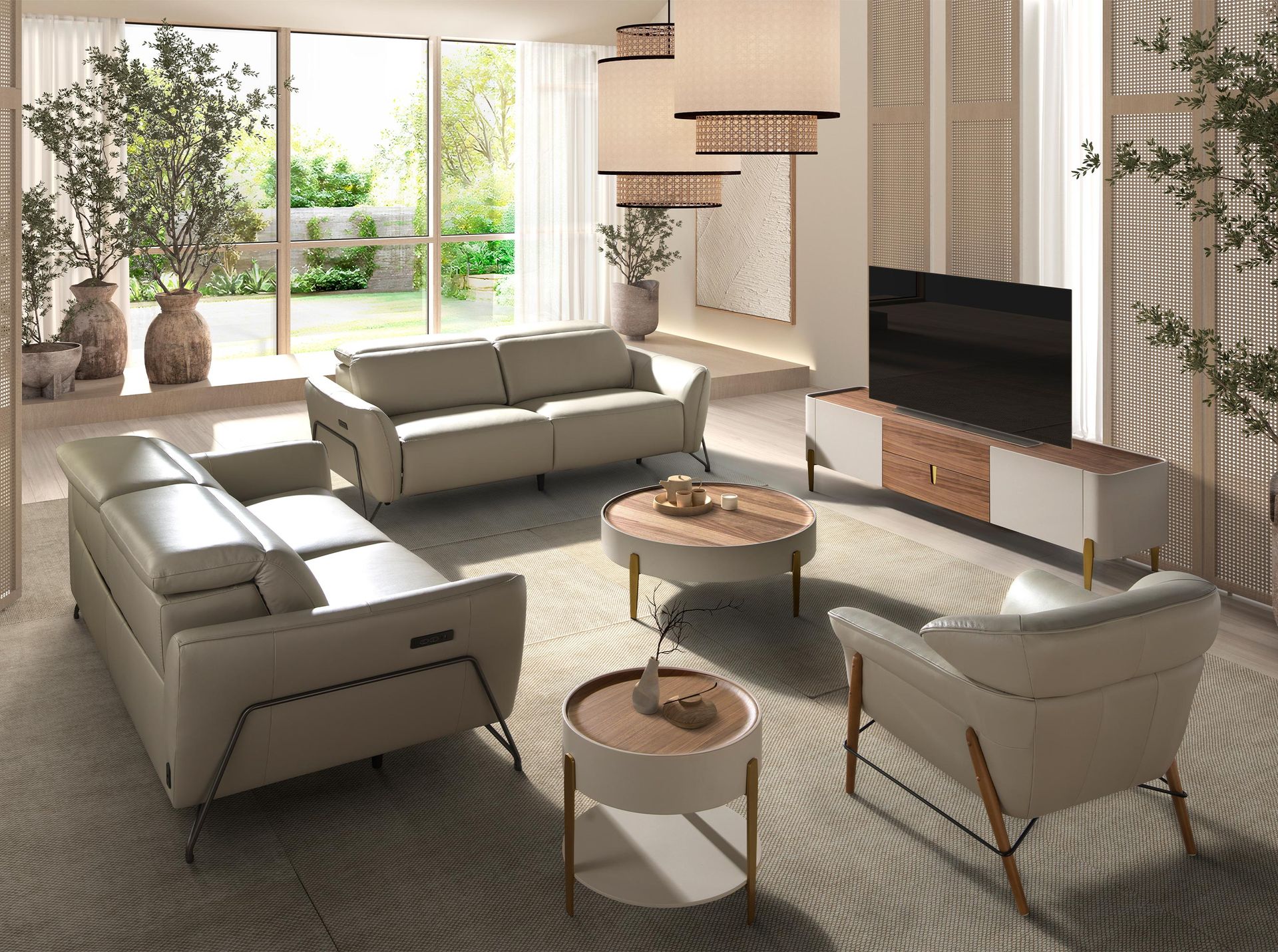 Sand leather armchair