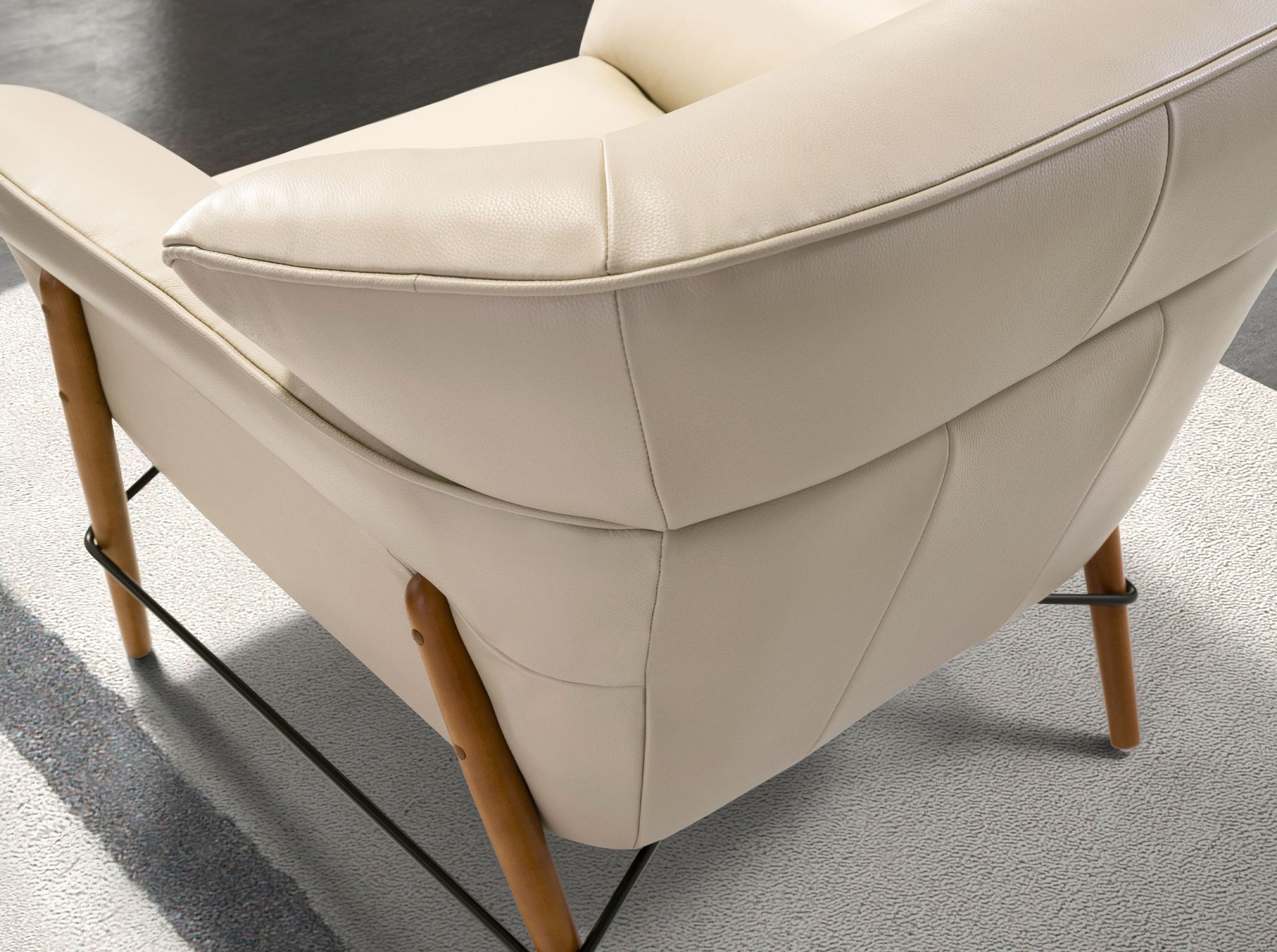 Sand leather armchair