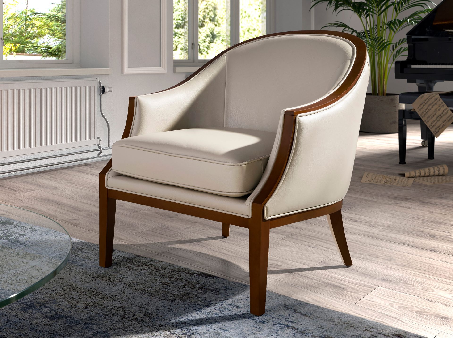 Sand leather armchair