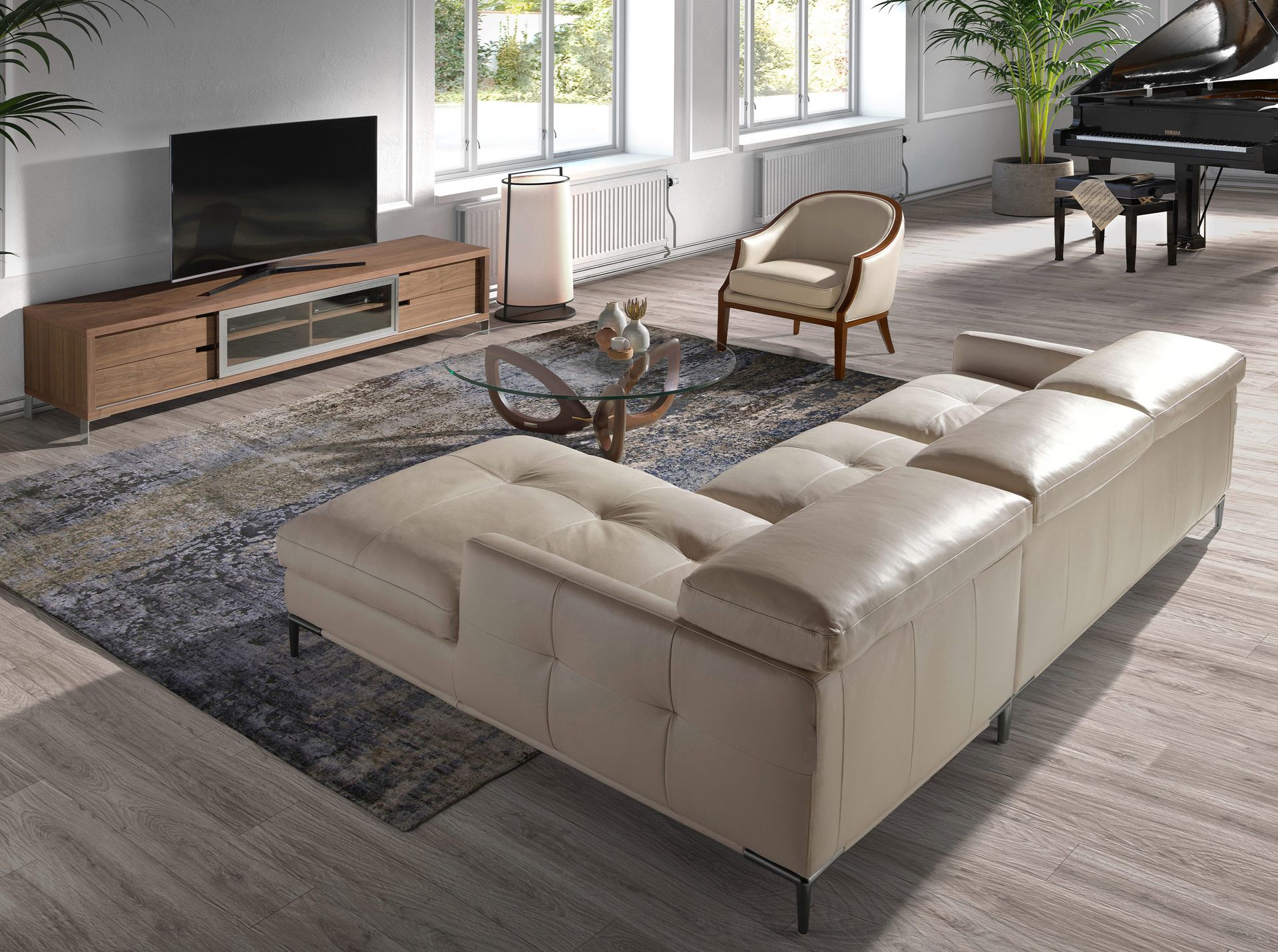 Sand leather armchair