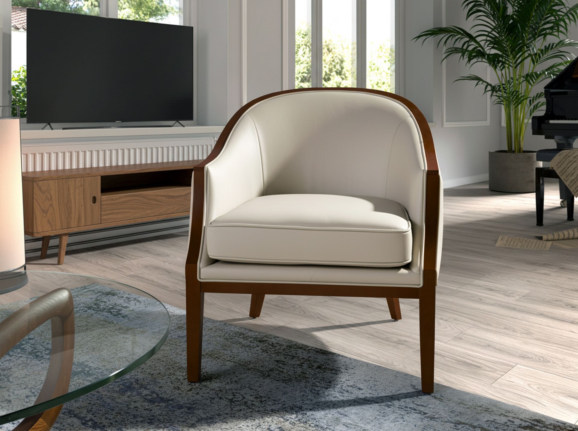 Sand leather armchair