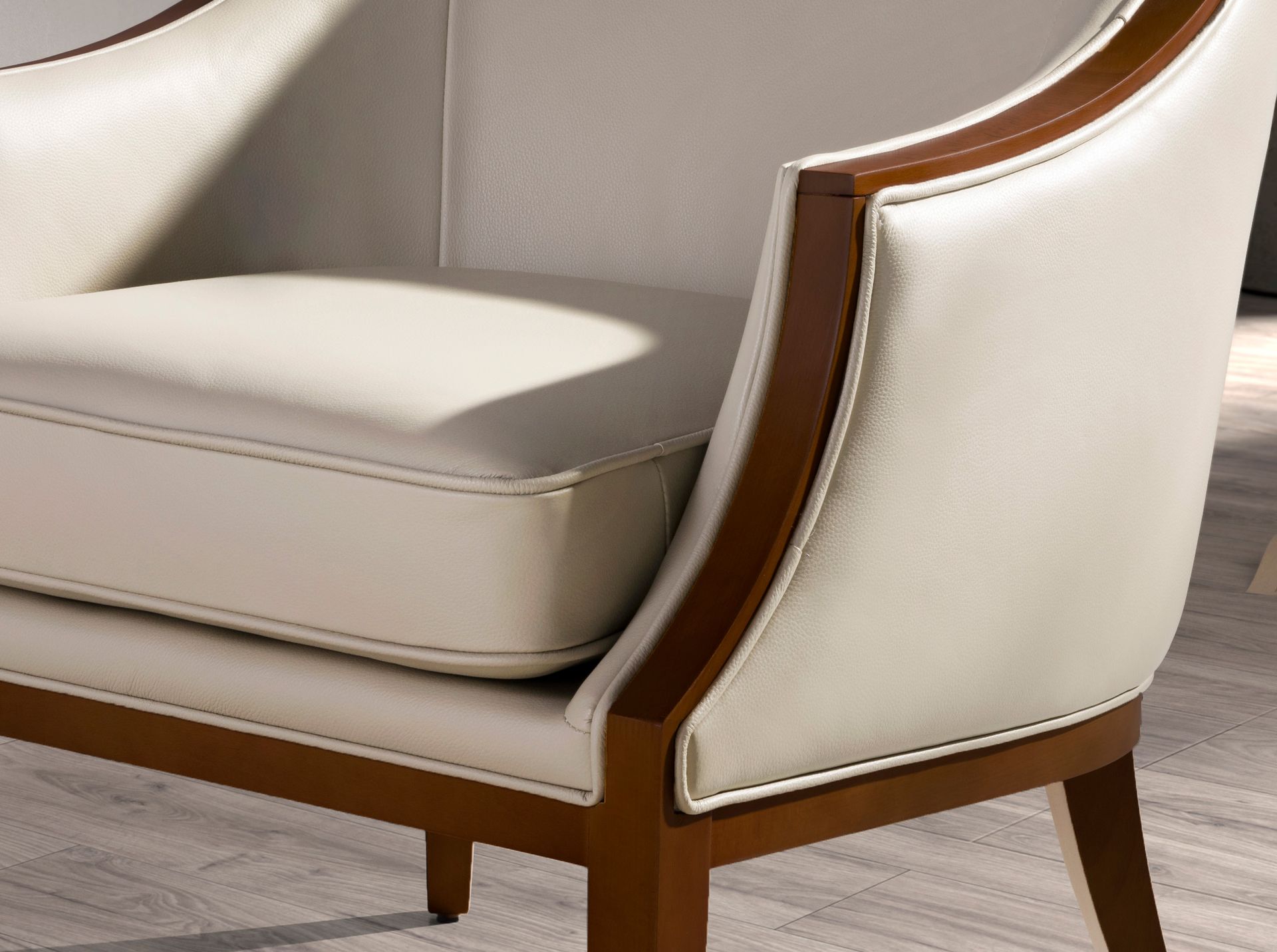 Sand leather armchair