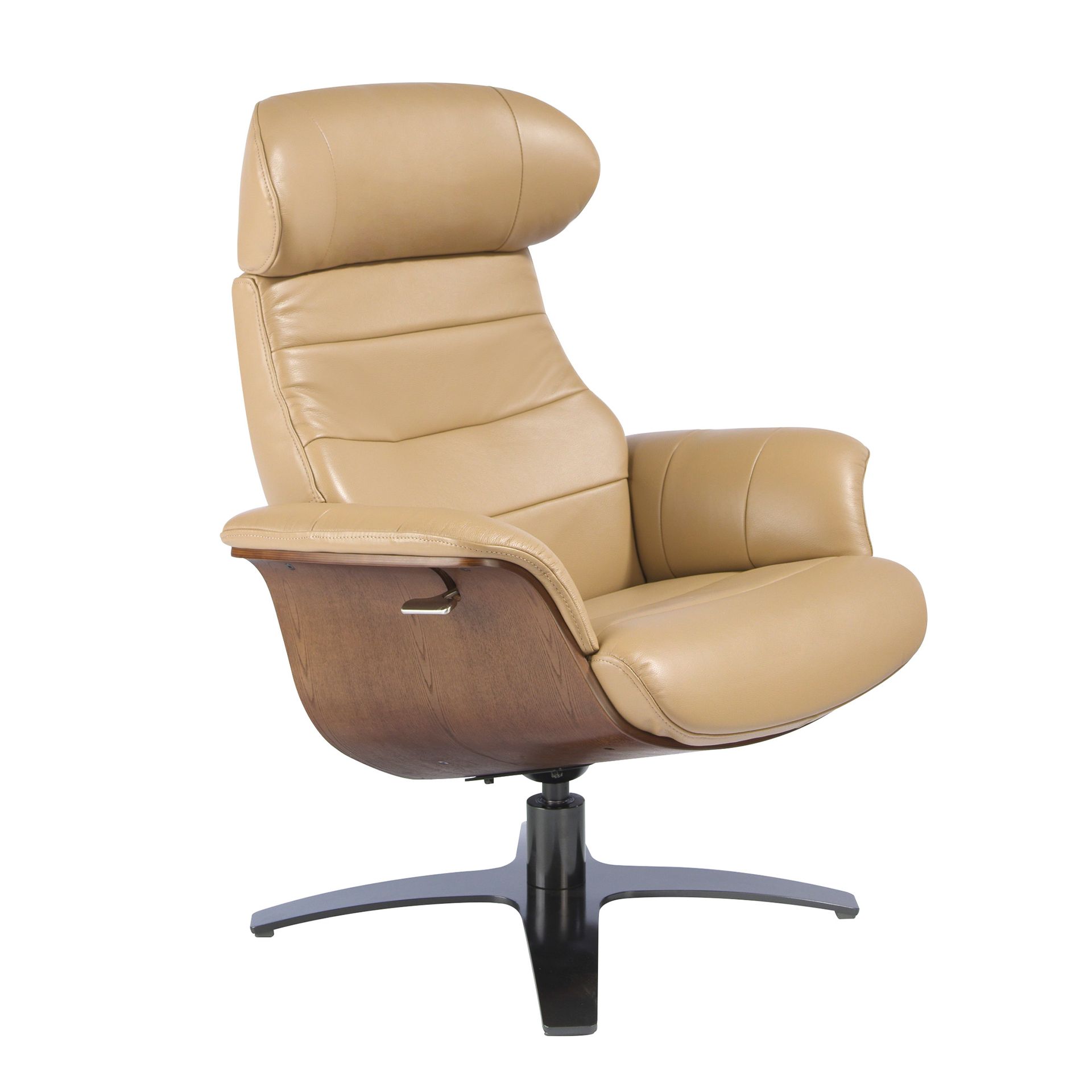 Sand leather swivel recliner armchair